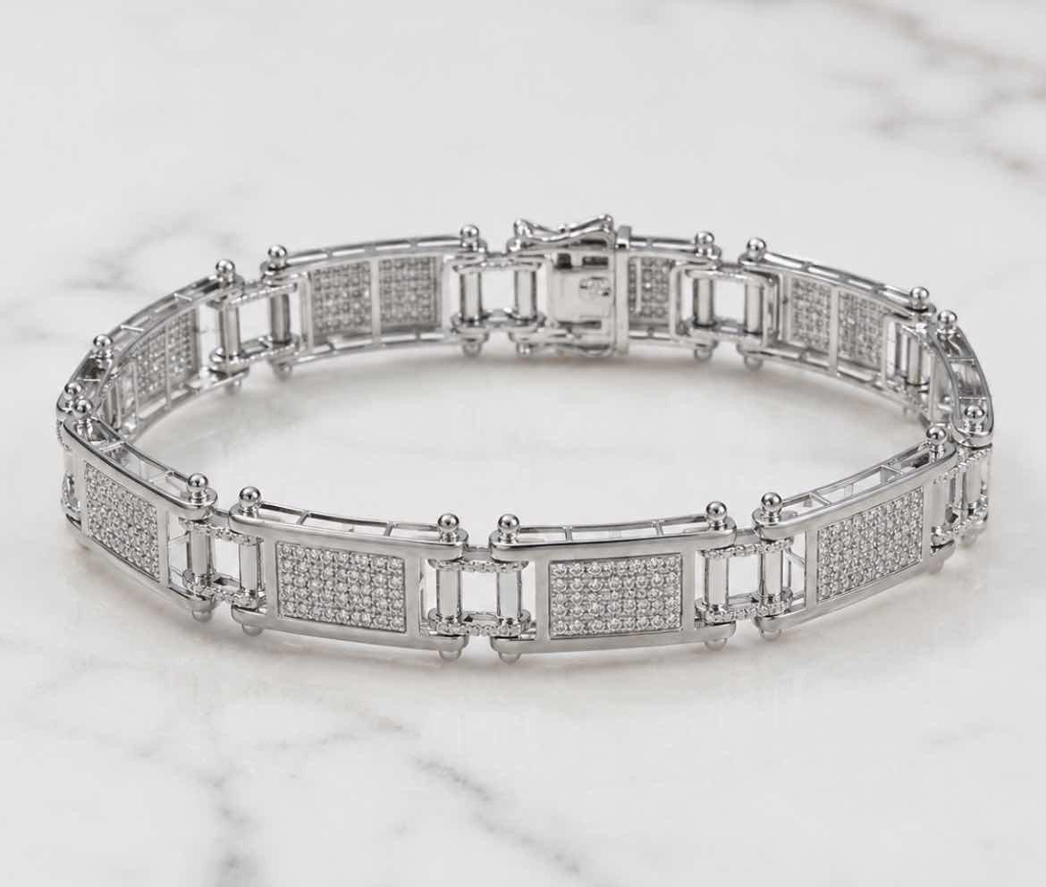 Photo 1 of 10K WHITE GOLD W 5CTW DIAMOND BRACELET 24.5G #4