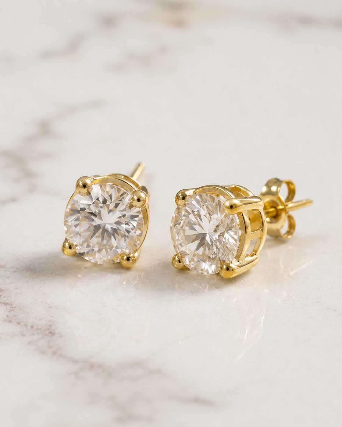 Photo 1 of 14K YELLOW GOLD W1.52CTW DIAMOND STUD EARRINGS W APPRAISAL #2023