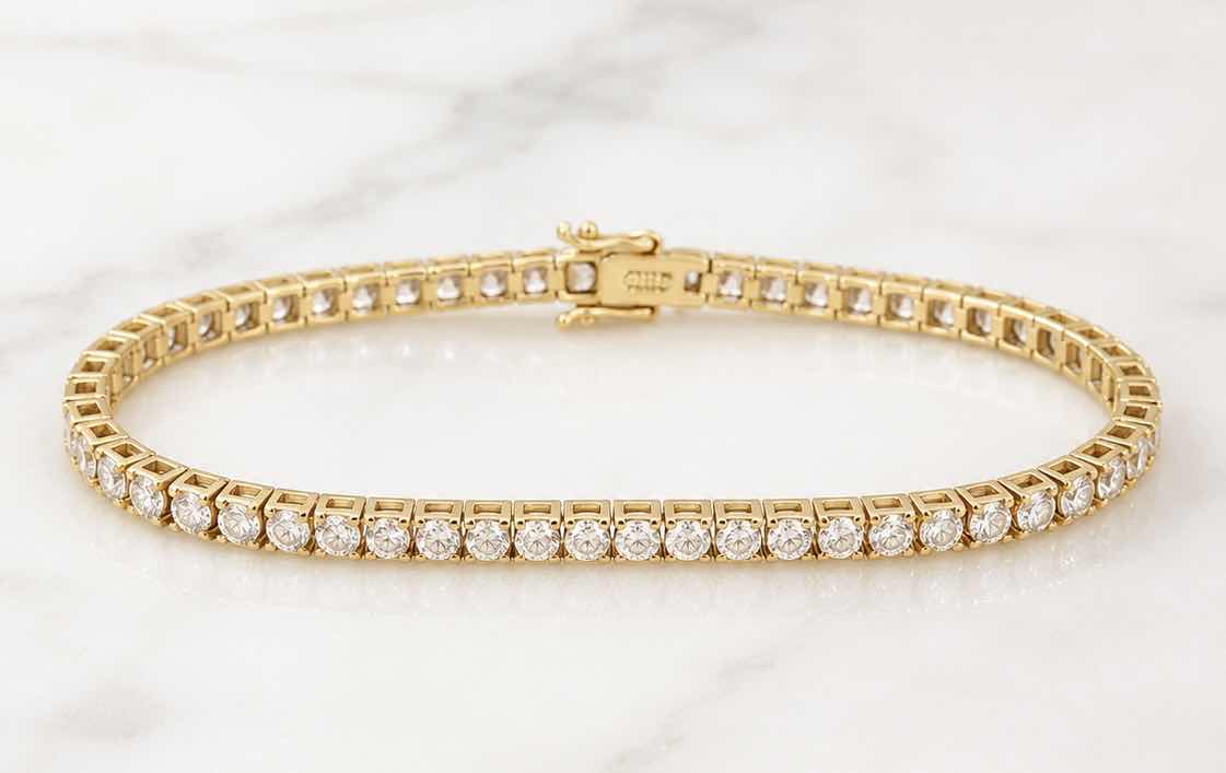 Photo 1 of 14K YELLOW GOLD W 5.25CTW DIAMOND TENNIS BRACELET #11