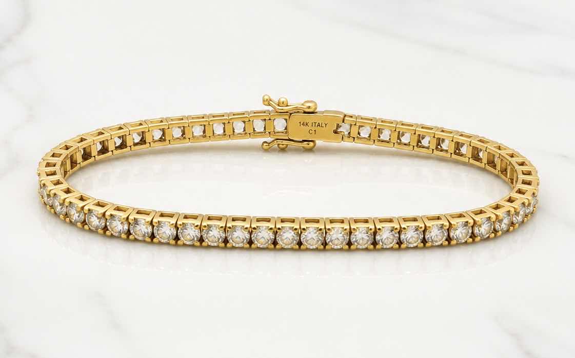 Photo 1 of 14K YELLOW GOLD W 5.25CTW DIAMOND TENNIS BRACELET #11