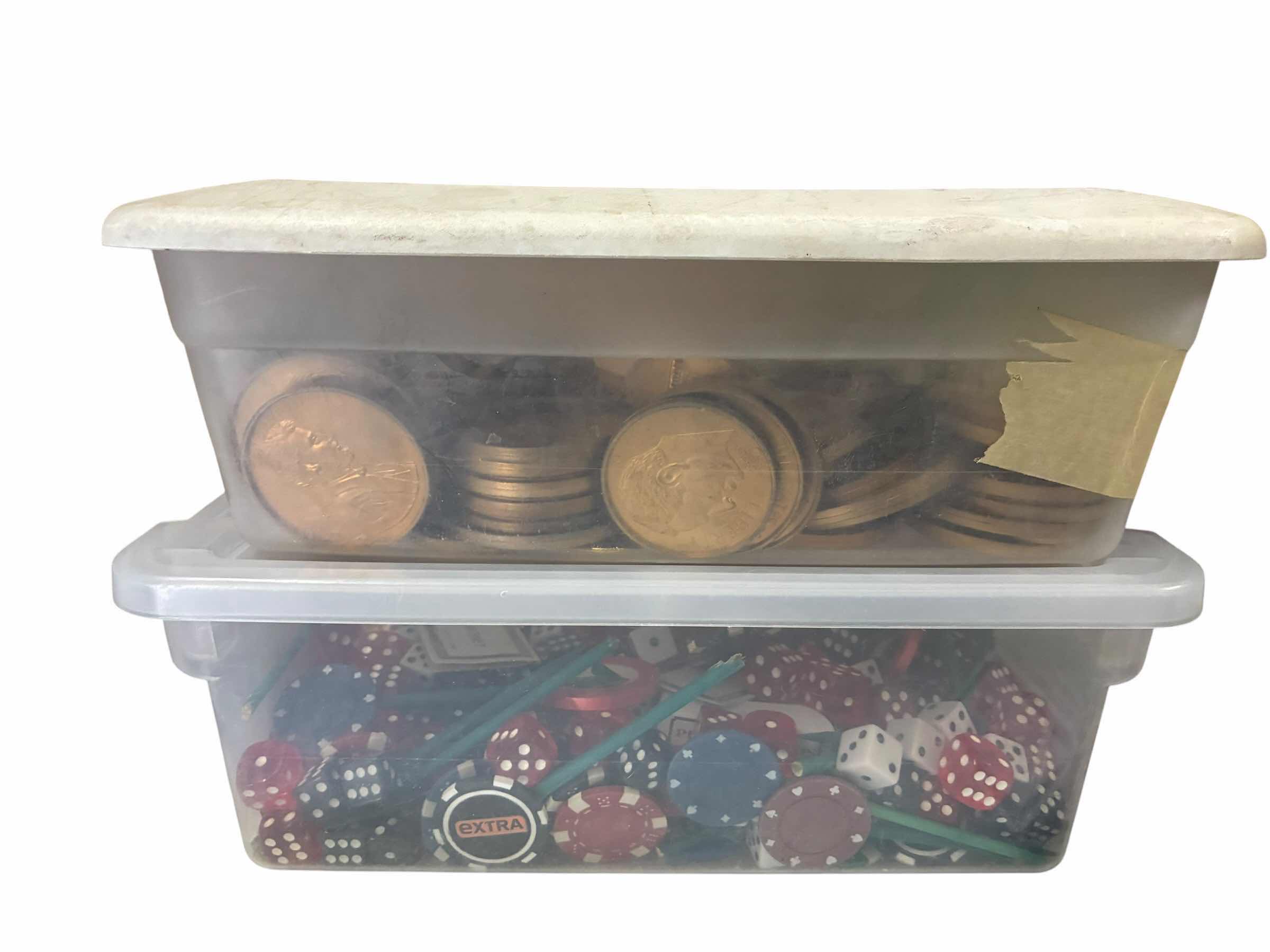 Photo 1 of CASINO PARTY PROP-PLAY MONEY, MULTICOLORED/STYLE DICE, ROULETTE TABLE FELTS