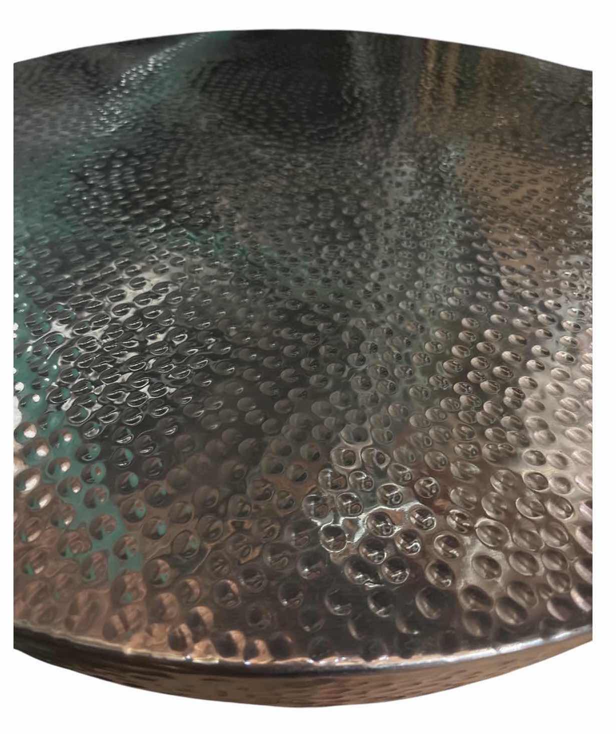 Photo 1 of SILVER HAMMERED METAL ROUND DRUM / BOWL COFFEE TABLE D32”H12.5”