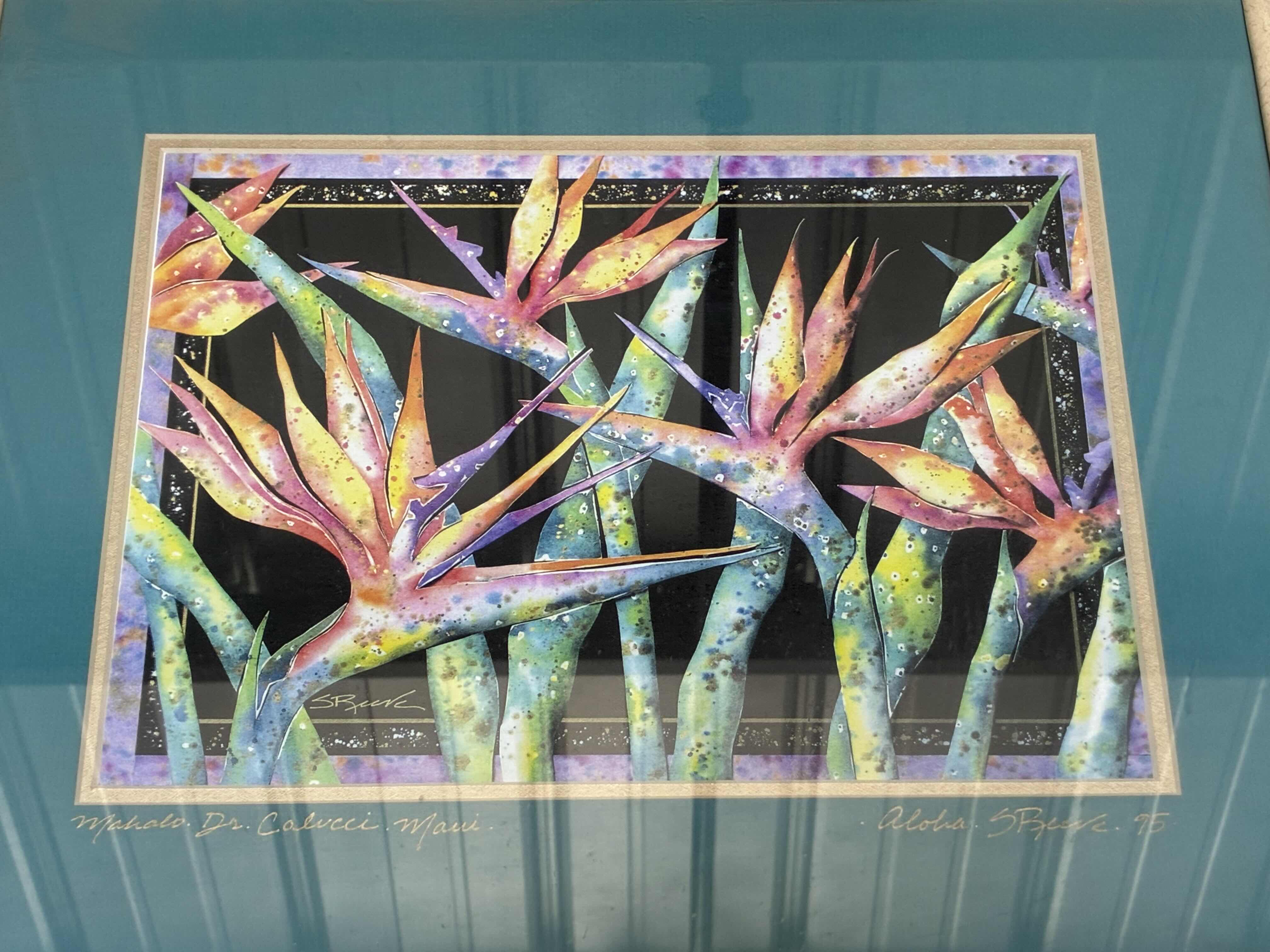Photo 1 of HAWAII FLOWER SIGNED BY ARTIST FRAMED ARTWORK 23” X 18”