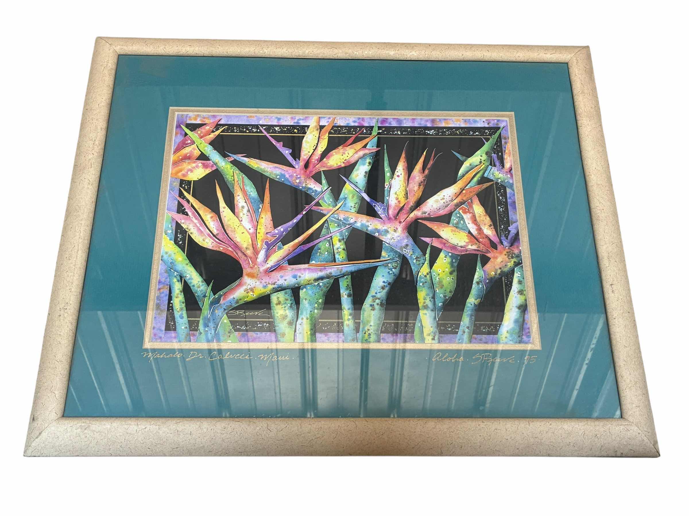 Photo 1 of HAWAII FLOWER SIGNED BY ARTIST FRAMED ARTWORK 23” X 18”