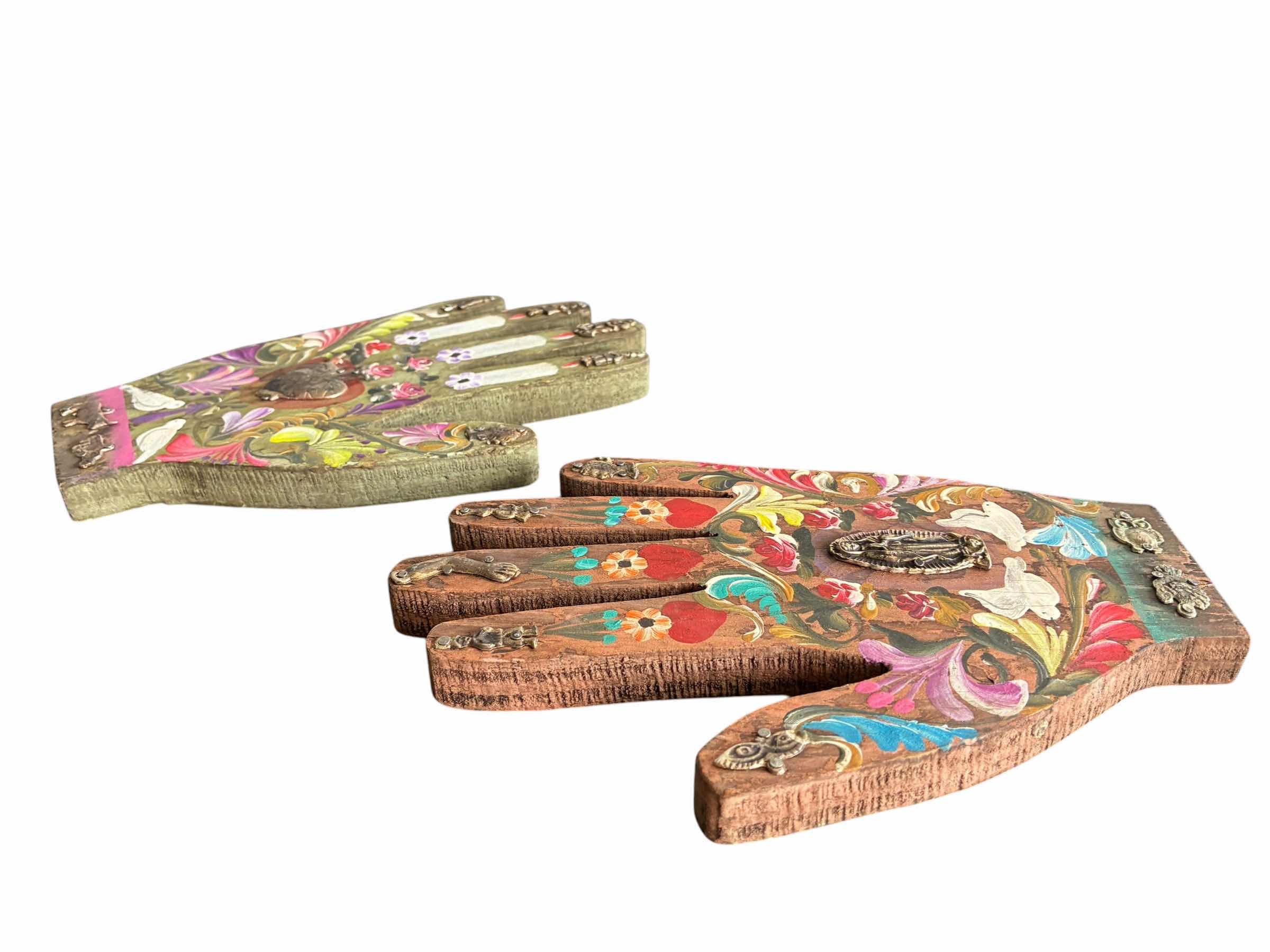 Photo 1 of MEXICAN CARVED WOOD & METALWORK PAINTED LIFE-SIZE HAND SCULPTURES