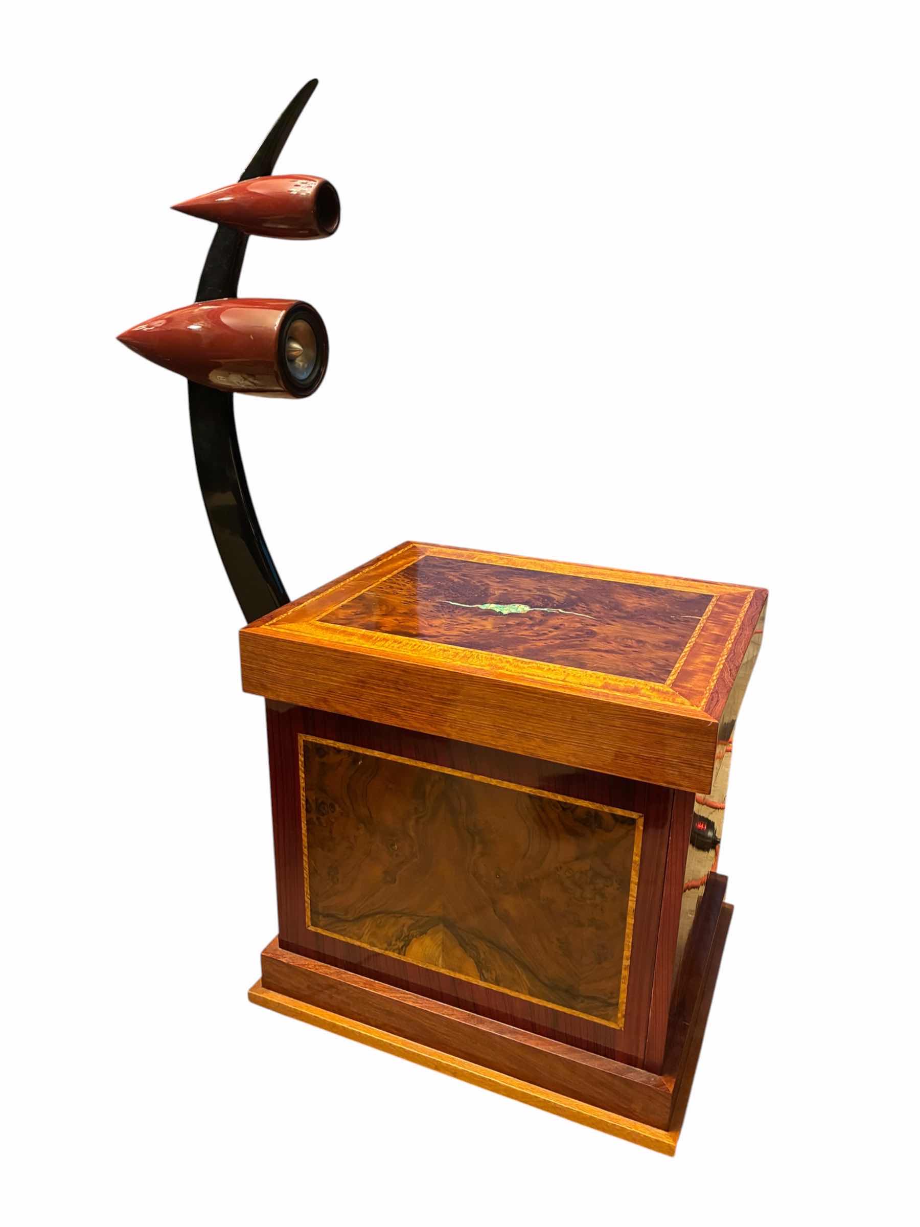 Photo 1 of DUNHILL STYLE MULTITONE WALNUT BURL W RETRO DECORATIVE H22” SPEAKER FIN CUSTOM BUILD CABINET 17“ X 21“ H22.5“