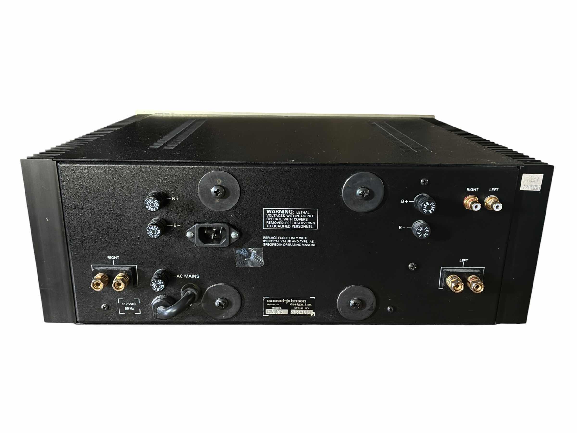 Photo 1 of CONRAD JOHNSON SOLID STATE STEREO POWER AMPLIFIER MF-2300