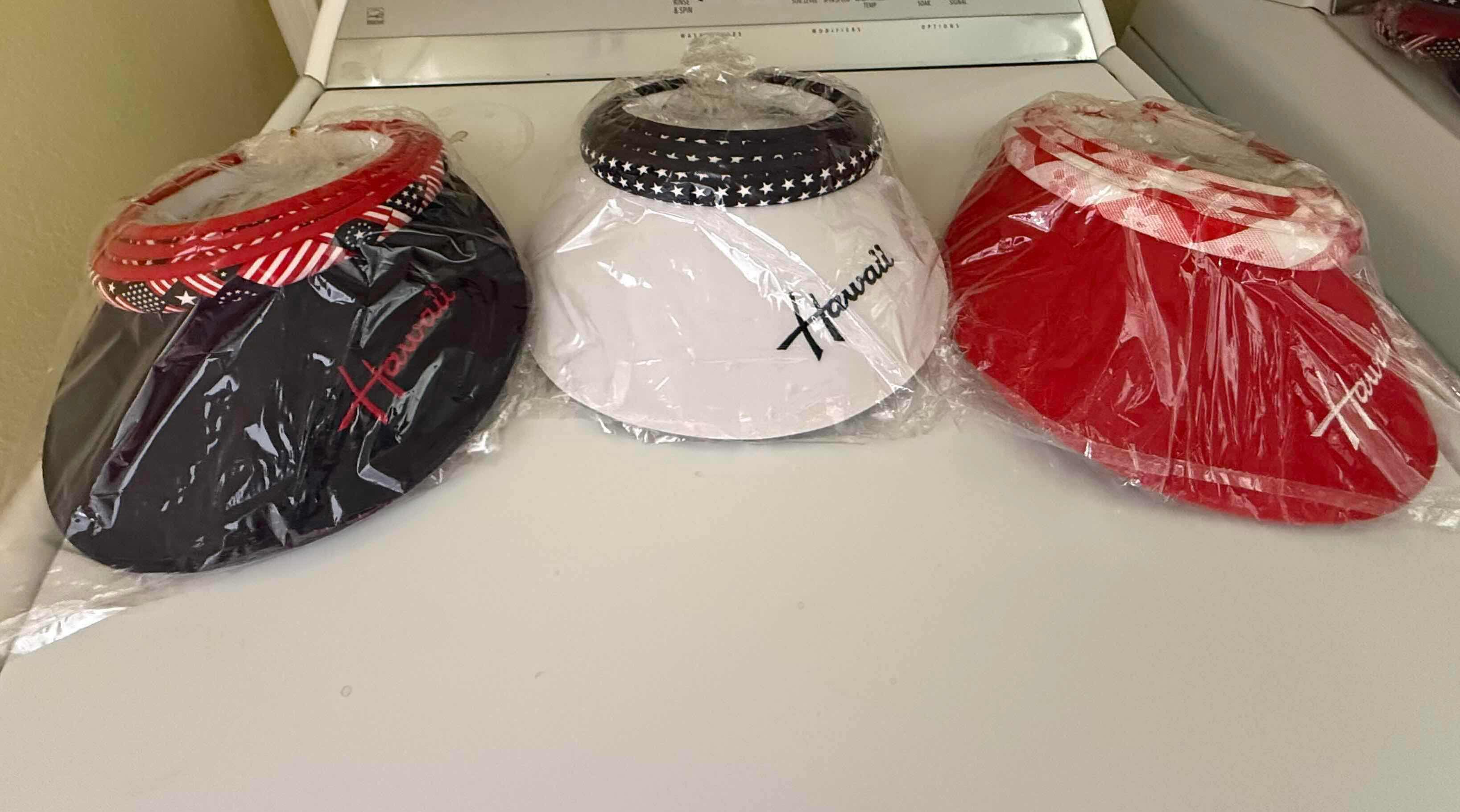 Photo 1 of 12-NEW CUSTOM HAWAII RED WHITE & BLUE DESIGN LADIES VISORS