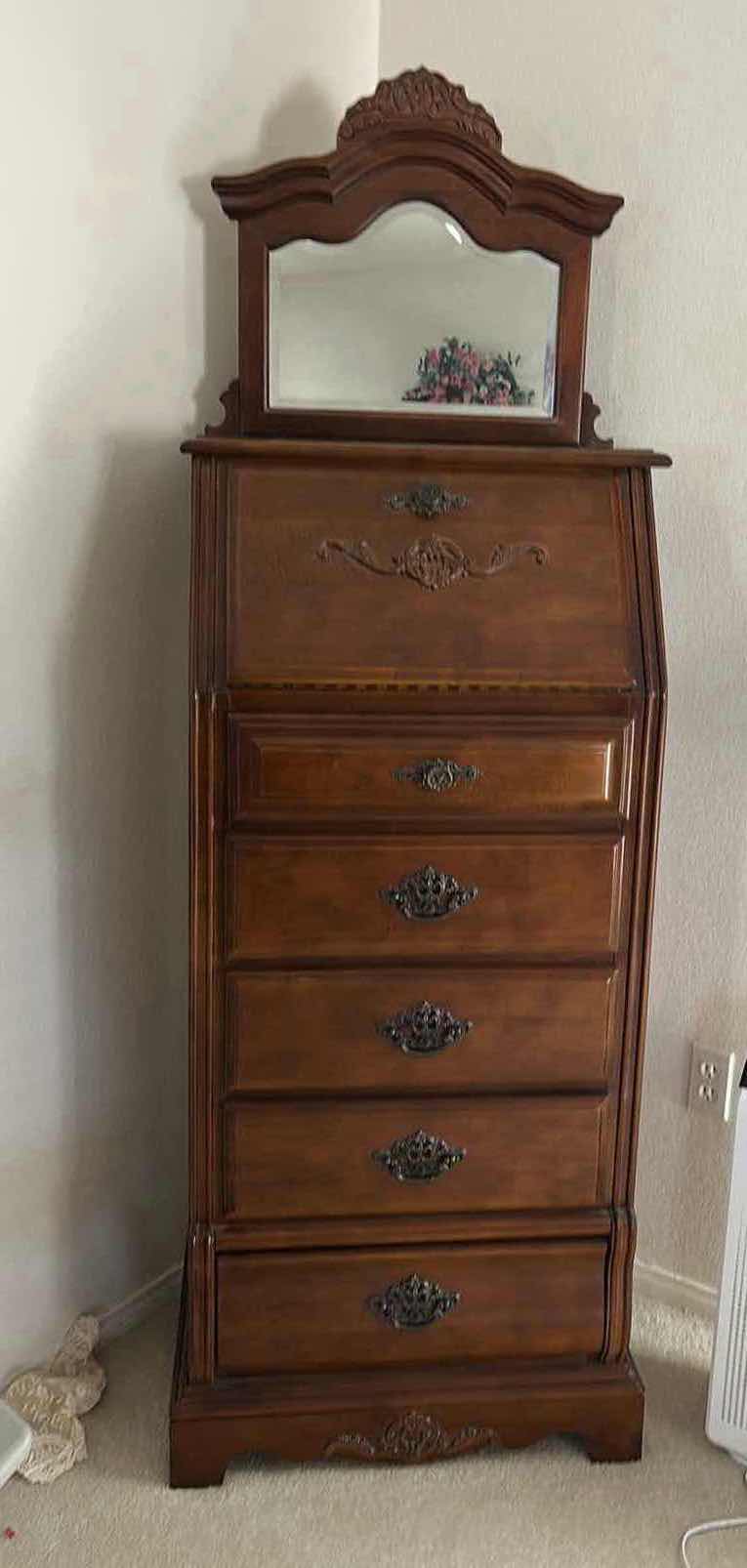 Photo 1 of LEXINGTON VICTORIAN SAMPLER LINGERIE CHEST WITH FIVE DRAWERS AND PULL DOWN WRITING COMPARTMENT. 26“ x 17“ x H75“