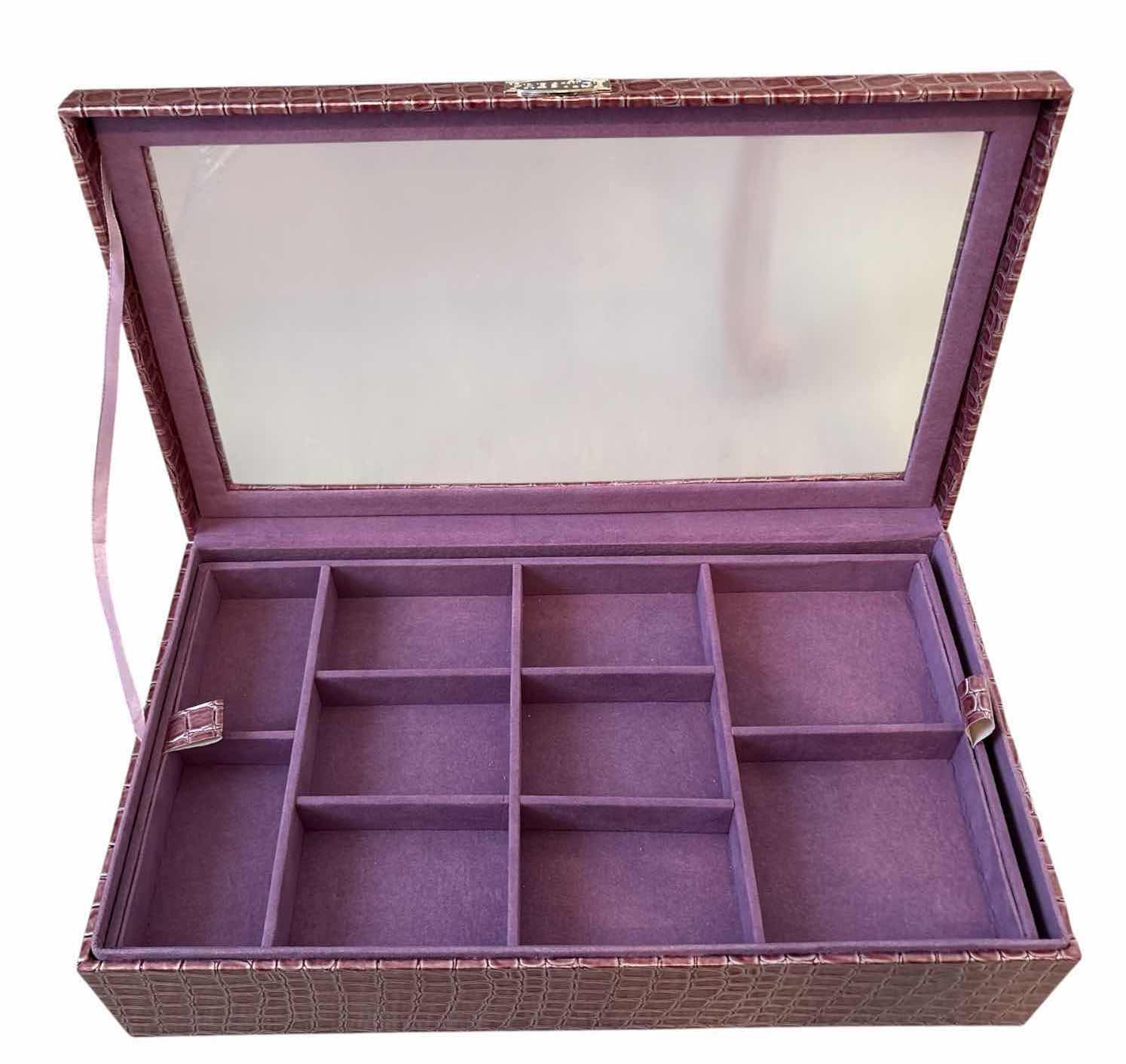 Photo 1 of (2)PCS PRESTIGE JEWELRY FAUX PURPLE CROCODILE STYLE DISPLAY BOX 13”X8”XH5” $75