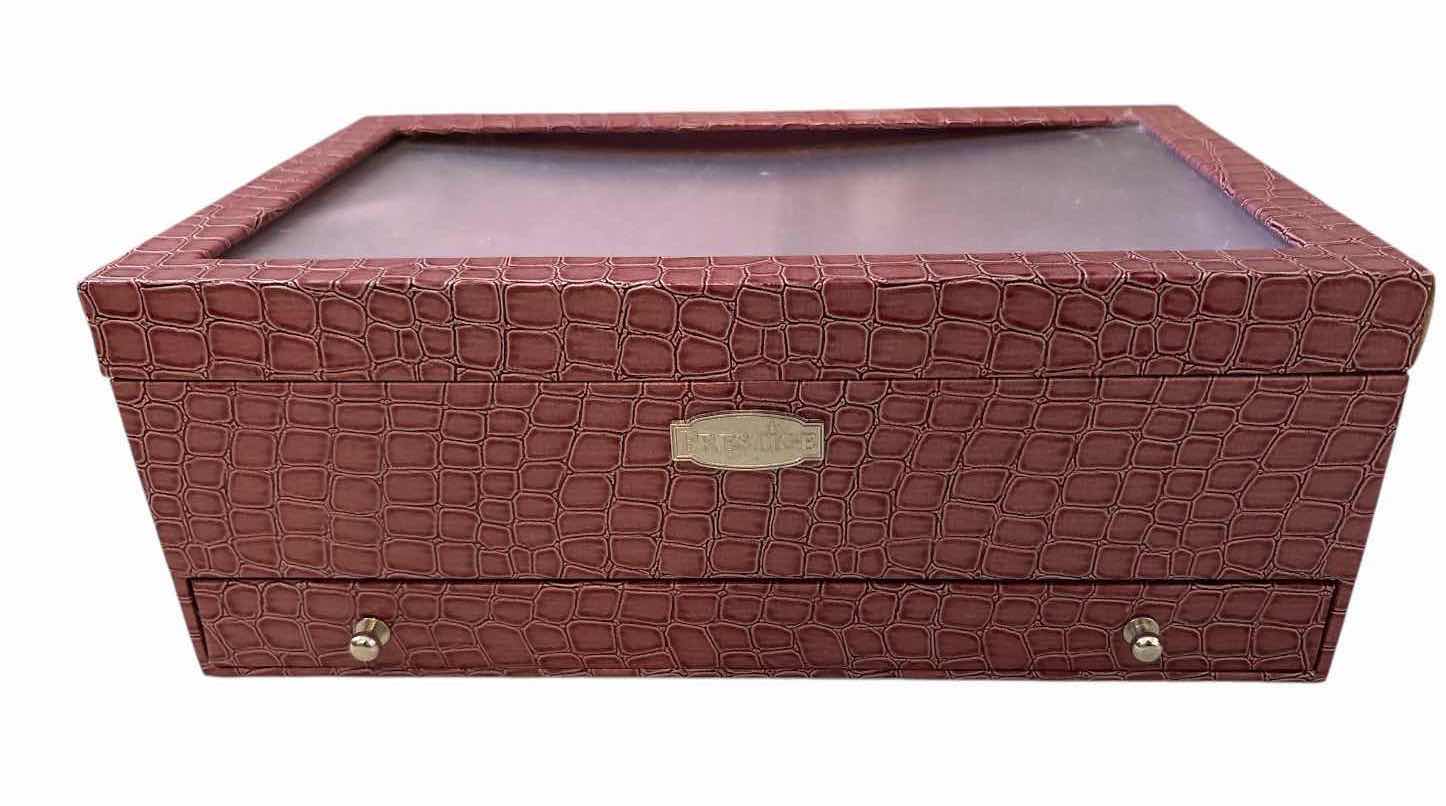 Photo 1 of (2)PCS PRESTIGE JEWELRY FAUX PURPLE CROCODILE STYLE DISPLAY BOX 13”X8”XH5” $75