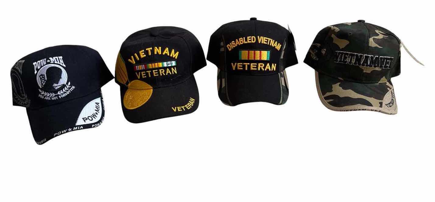 Photo 1 of (4)PCS COMMEMORATIVE BASEBALL CAPS INCLUDING VIETNAM VETERAN, DISABLED VIETNAM VETERAN, POW/MIA 2-NWT $120