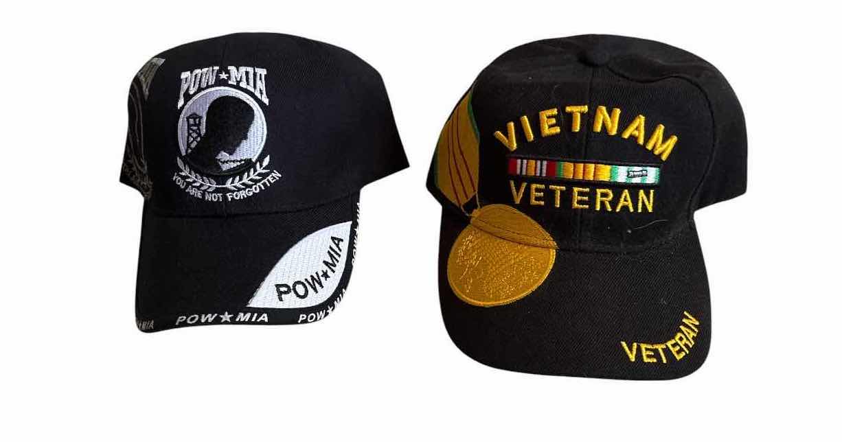 Photo 1 of (4)PCS COMMEMORATIVE BASEBALL CAPS INCLUDING VIETNAM VETERAN, DISABLED VIETNAM VETERAN, POW/MIA 2-NWT $120