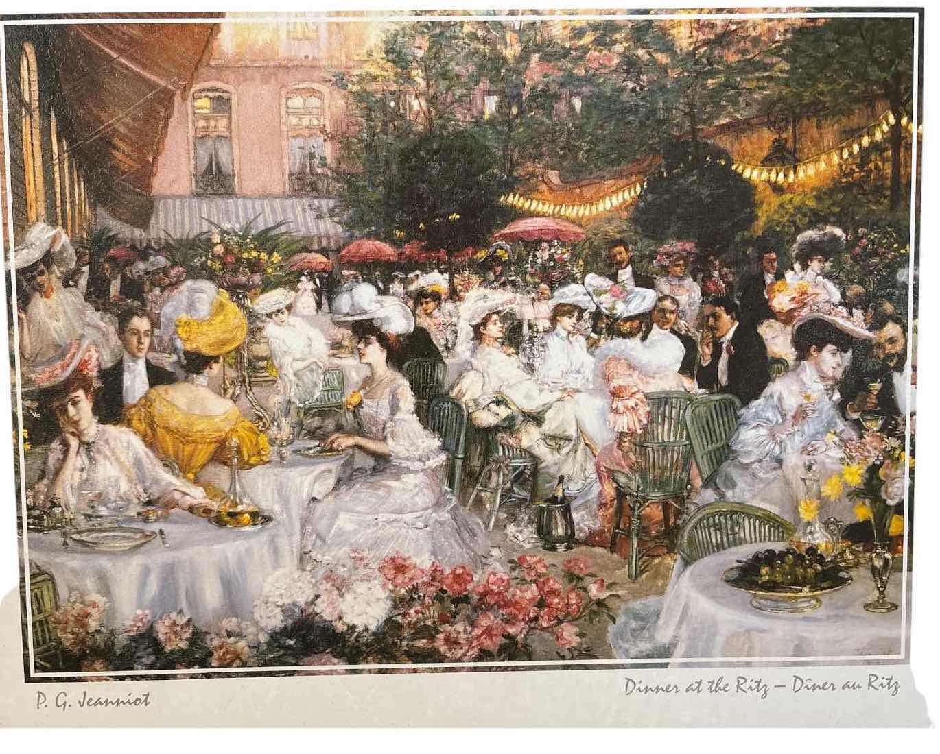 Photo 1 of FRAMED ARTWORK P.G. JEANNIOT “DINNER AT THE RITZ” DECORATIVE FRAMED ART PRINT IN AN ORNATE GOLD-TONE FRAME 29.5”X27”