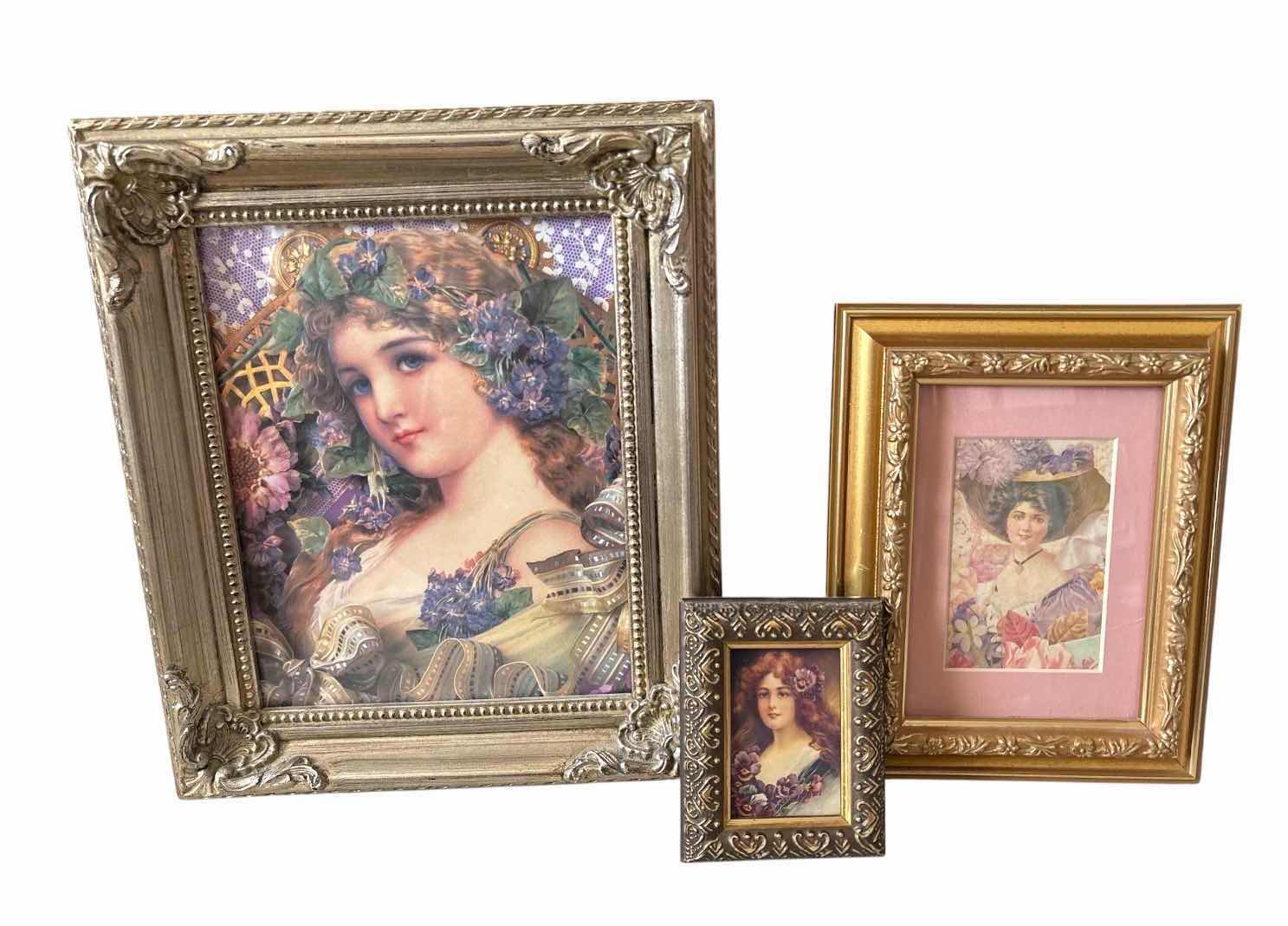 Photo 1 of (3)PCS VICTORIAN STYLE TABLETOP PICTURE FRAMES WITH EASEL STANDS 11”X13” $70