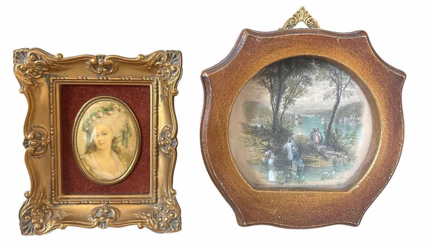 Photo 1 of VINTAGE FRAMED VICTORIAN-STYLE WALL ART PIECES INCLUDING AN ORNATE FRAMED CHILD PORTRAIT PRINT, “PRINCESS LAMBALLE” 9”X11” $120