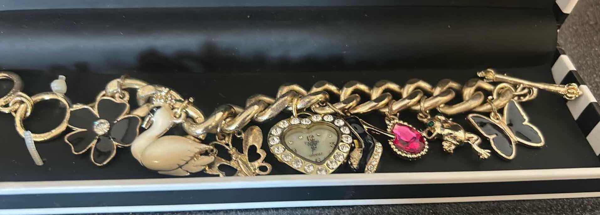 Photo 1 of FIGARO COUTURE CHARM BRACELET FEATURING A CENTRAL HEART SHAPED WATCH CHARM IN ORIGINAL BOX