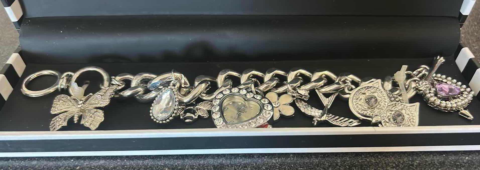 Photo 1 of FIGARO COUTURE CHARM BRACELET FEATURING A CENTRAL HEART SHAPED WATCH CHARM IN ORIGINAL BOX