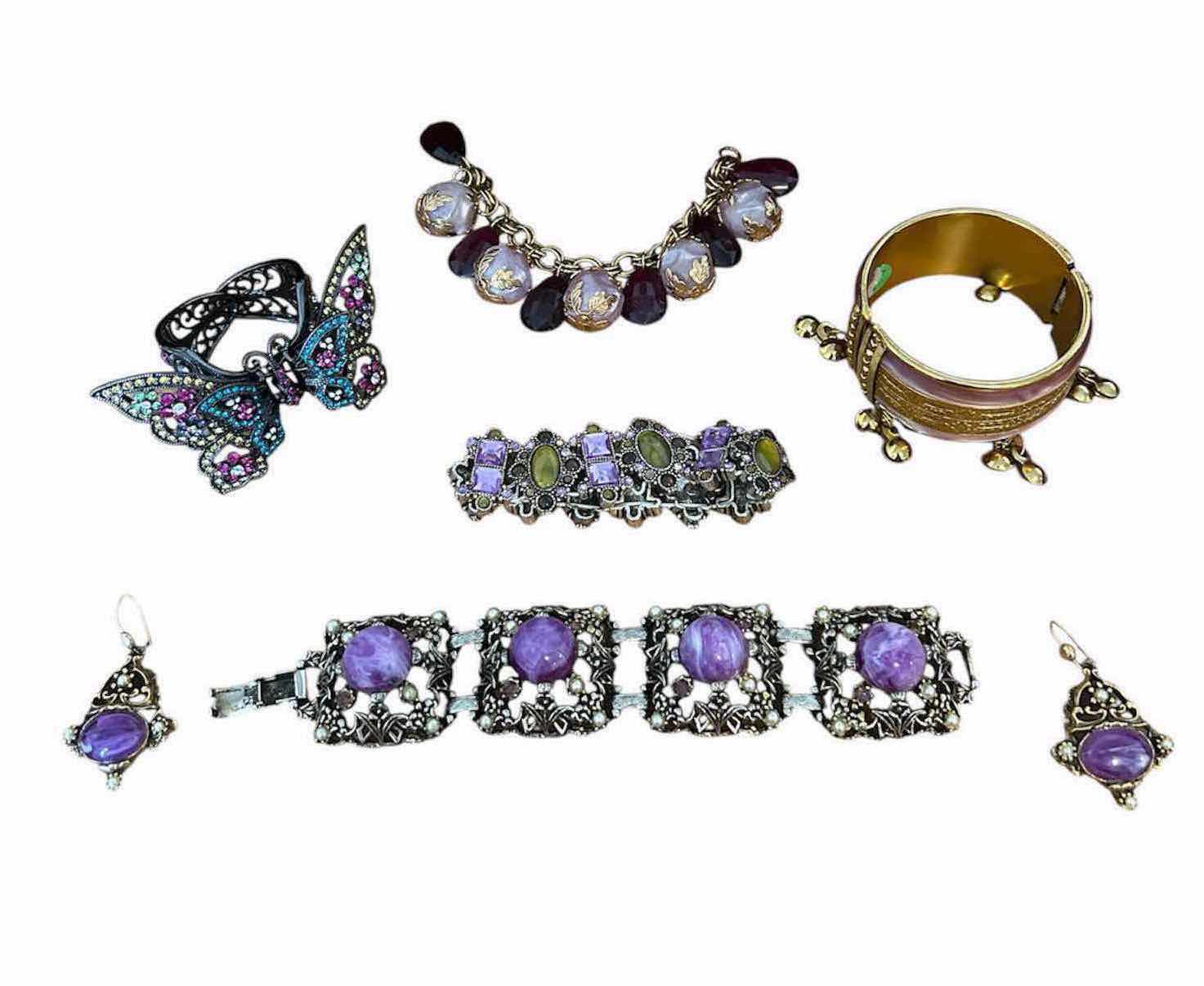 Photo 1 of COLLECTION VINTAGE COSTUME JEWELRY W PURPLE CABICHON STONES