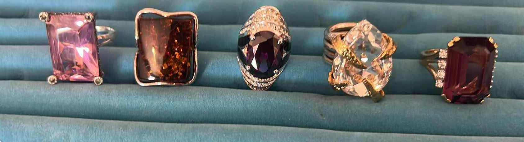 Photo 1 of 5- STATEMENT RINGS W CUSHION GEM STONES SIZE 7