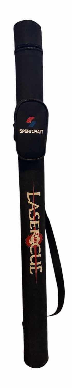 Photo 1 of SPORTCRAFT LASER TWO-PIECE POOL CUE WITH MATCHING SPORTCRAFT PADDED SOFT CARRY CASE H33” $70