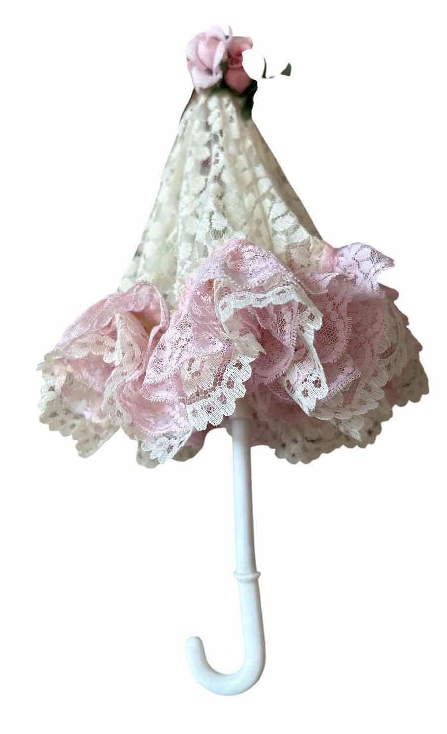 Photo 1 of (2)PCS DECORATIVE STORAGE TRUNK WITH VICTORIAN DOLL PARASOL 14.5”X10”H10” $90