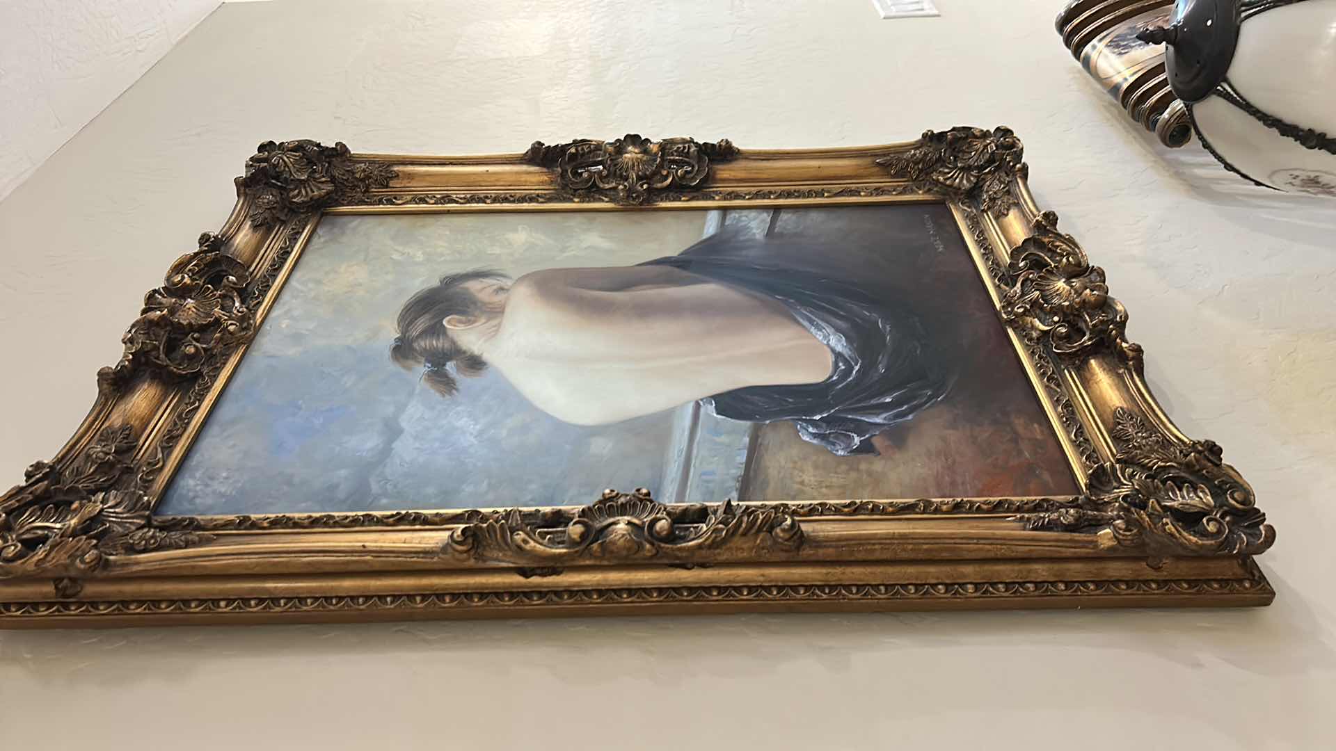 Photo 1 of ORNATE HIGH-RELIEF BAROQUE OR ROCOCO STYLE GILDED WOOD FRAMED SIGNED OIL ON CANVAS PAINTING ARTWORK 32” x45.5”