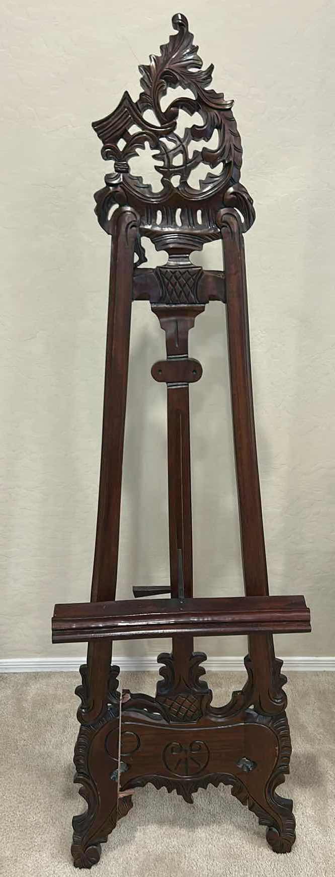 Photo 1 of LOUISE XV STYLE CARVED MAHOGANY FINE ART DISPLAY EASEL HAND CARVED MAHOGANY FLOOR STAND. 19.5” x H66” $289