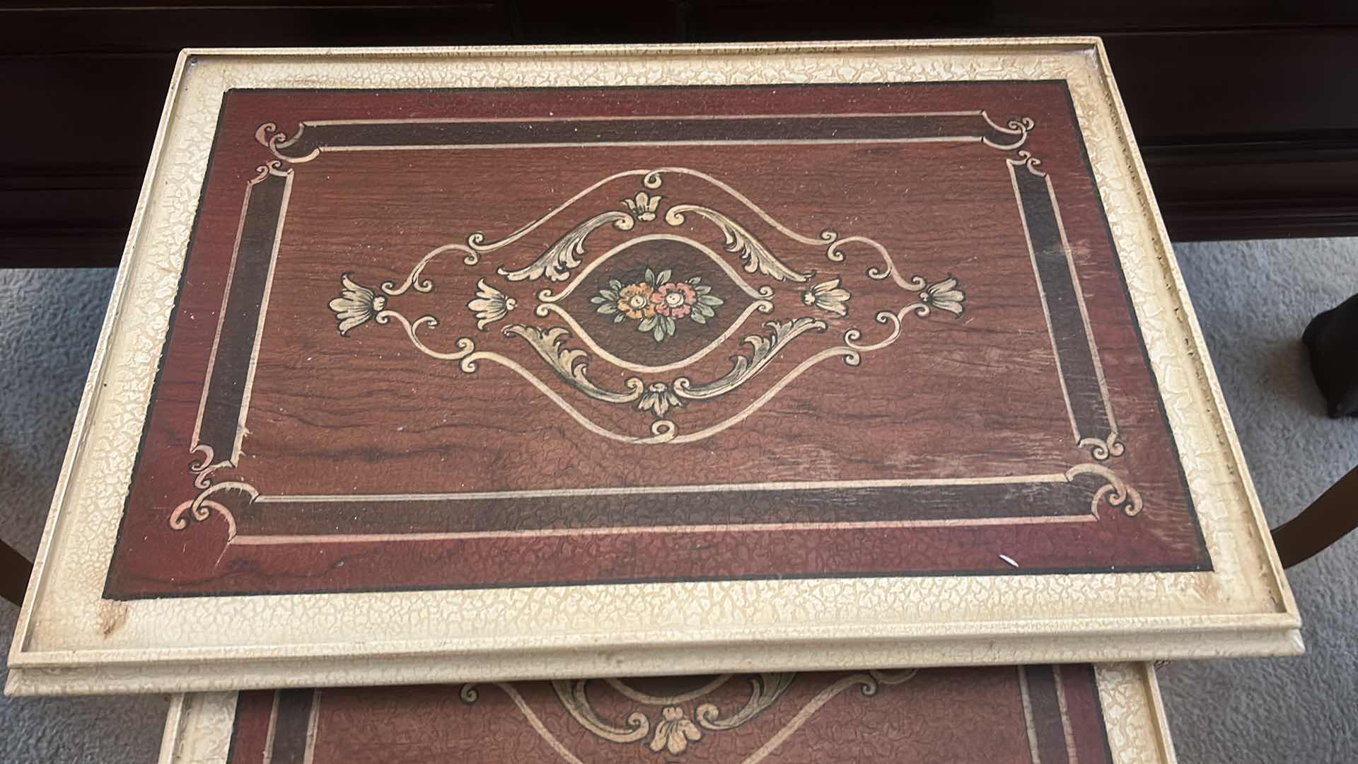 Photo 1 of VINTAGE SET OF 3 FRENCH LOUIS XV STYLE NESTING TABLES