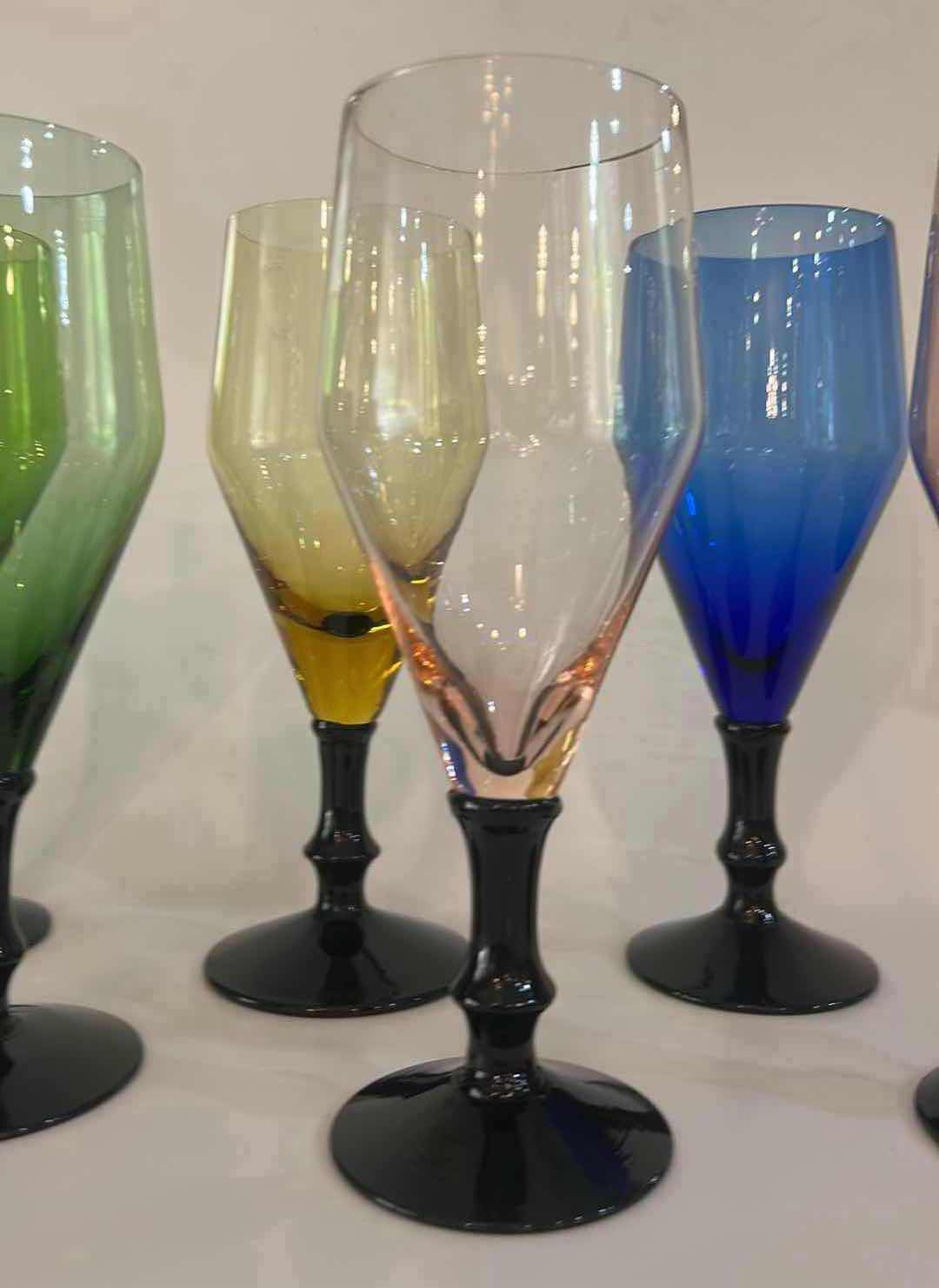 Photo 1 of 6- VINTAGE 1980S BORMIOLI ROCCO BAHIA BI-COLOR STEMWARE FROM ITALY. $25 to $35 PER GLASS