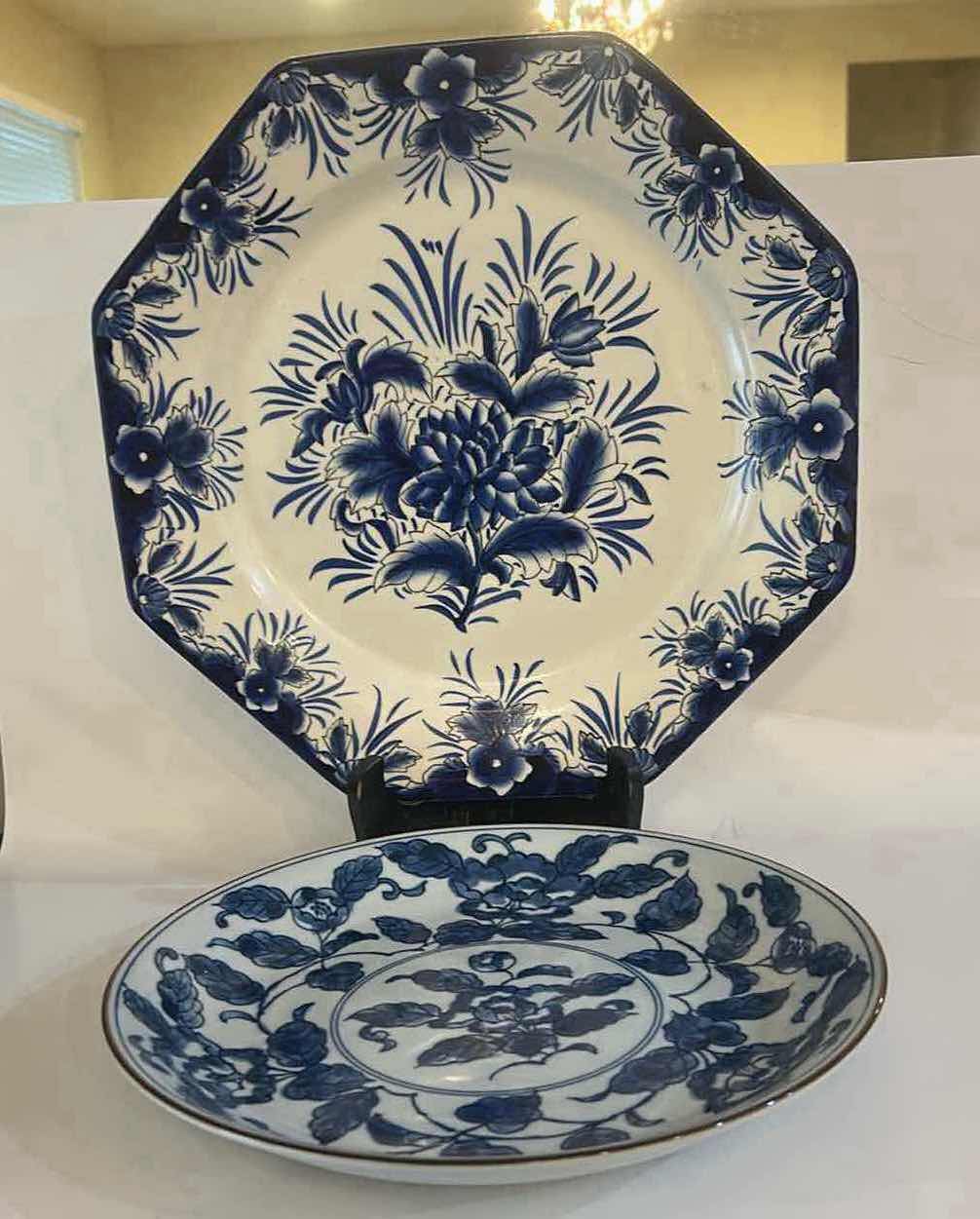 Photo 1 of 2- BLUE AND WHITE PLATES, GODINGER AND ANDREA BY SADEK 13.5”