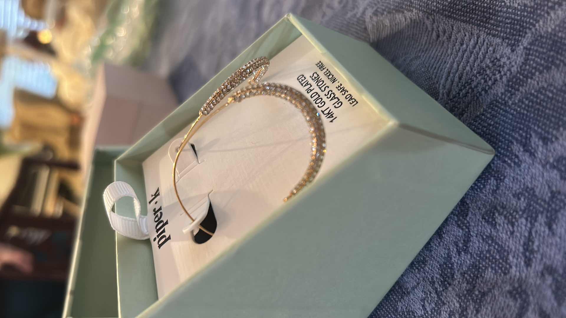 Photo 1 of NEW PIPER K PIERCED EARRINGS 18 KARAT GOLD PLATED WITH GLASS STONES