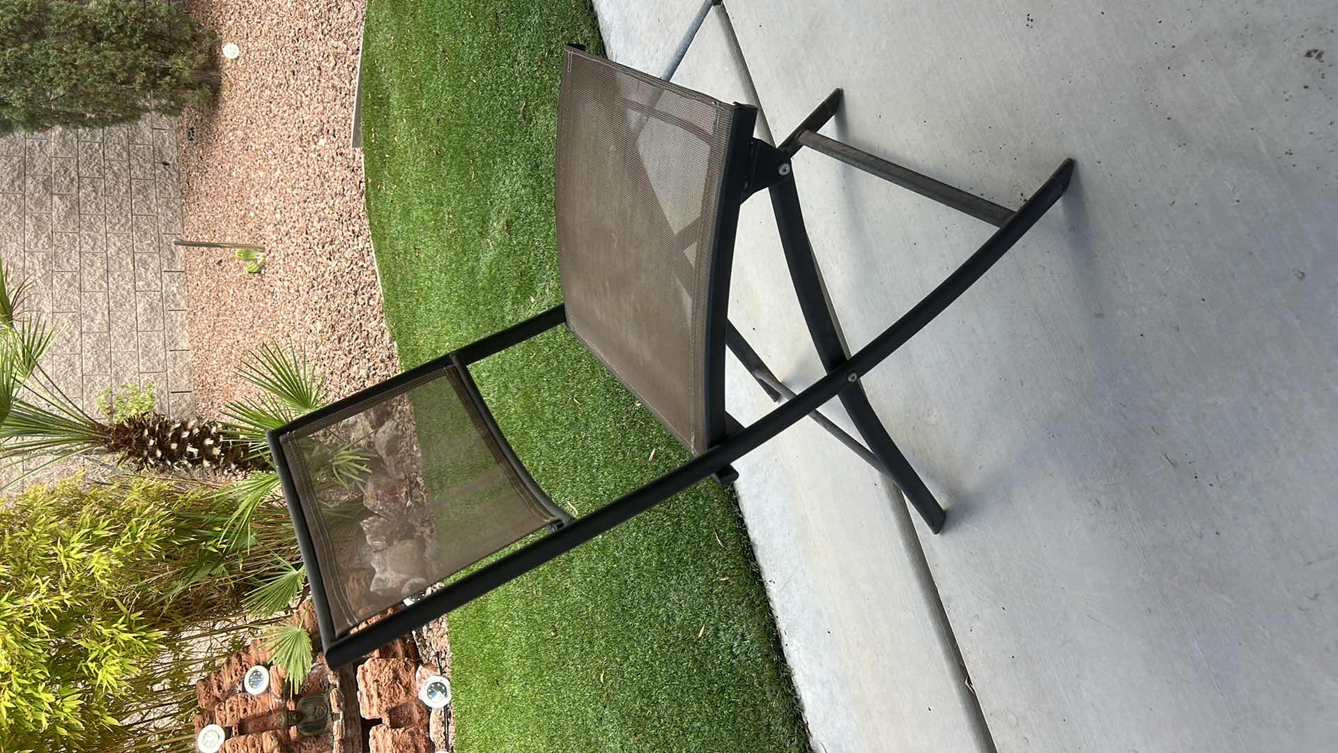 View 5 of METAL BISTRO TABLE WITH WAVY GLASS TOP AND TWO CHAIR CHAIRS.
