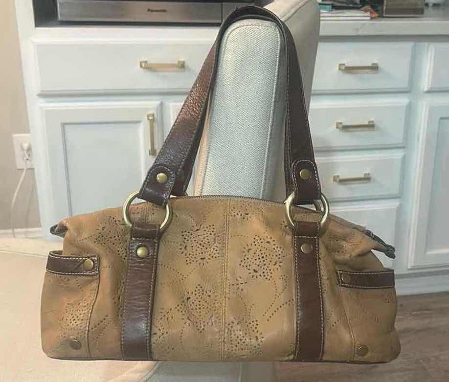 Photo 1 of VINTAGE KENNETH COLE REACTION, PERFORATED LEATHER SATCHEL HANDBAG  $50