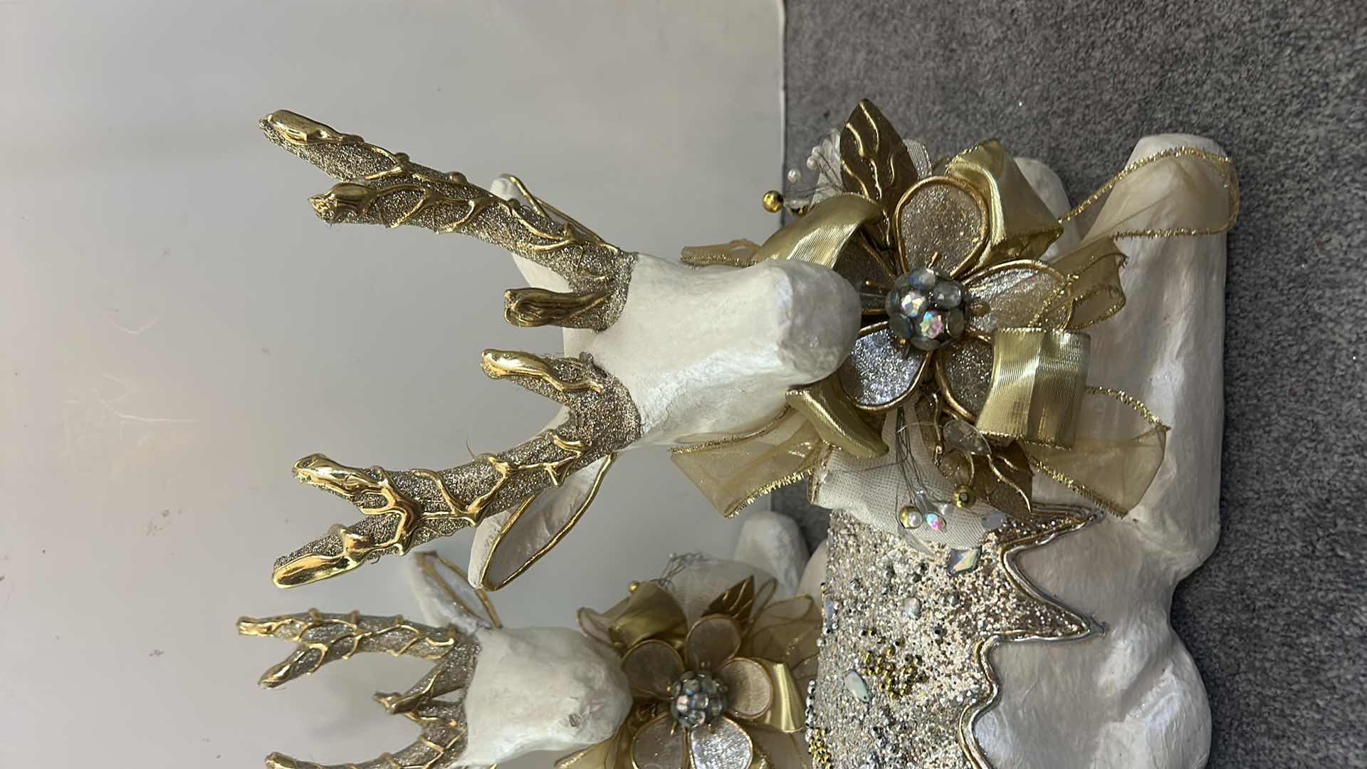 Photo 1 of 2 DECORATIVE IVORY AND GOLD COMPOSITE REINDEER