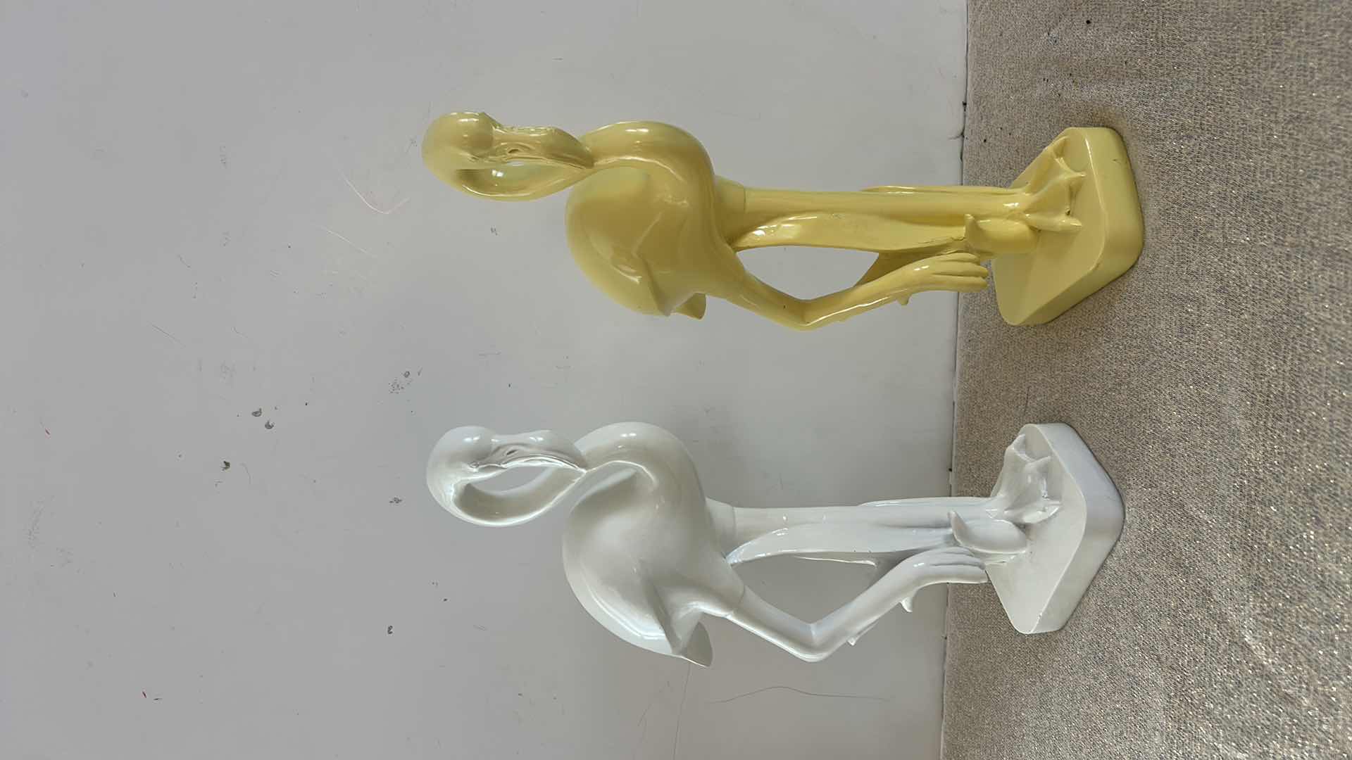 Photo 1 of TWO CERAMIC FLAMINGO FIGURINES H15”