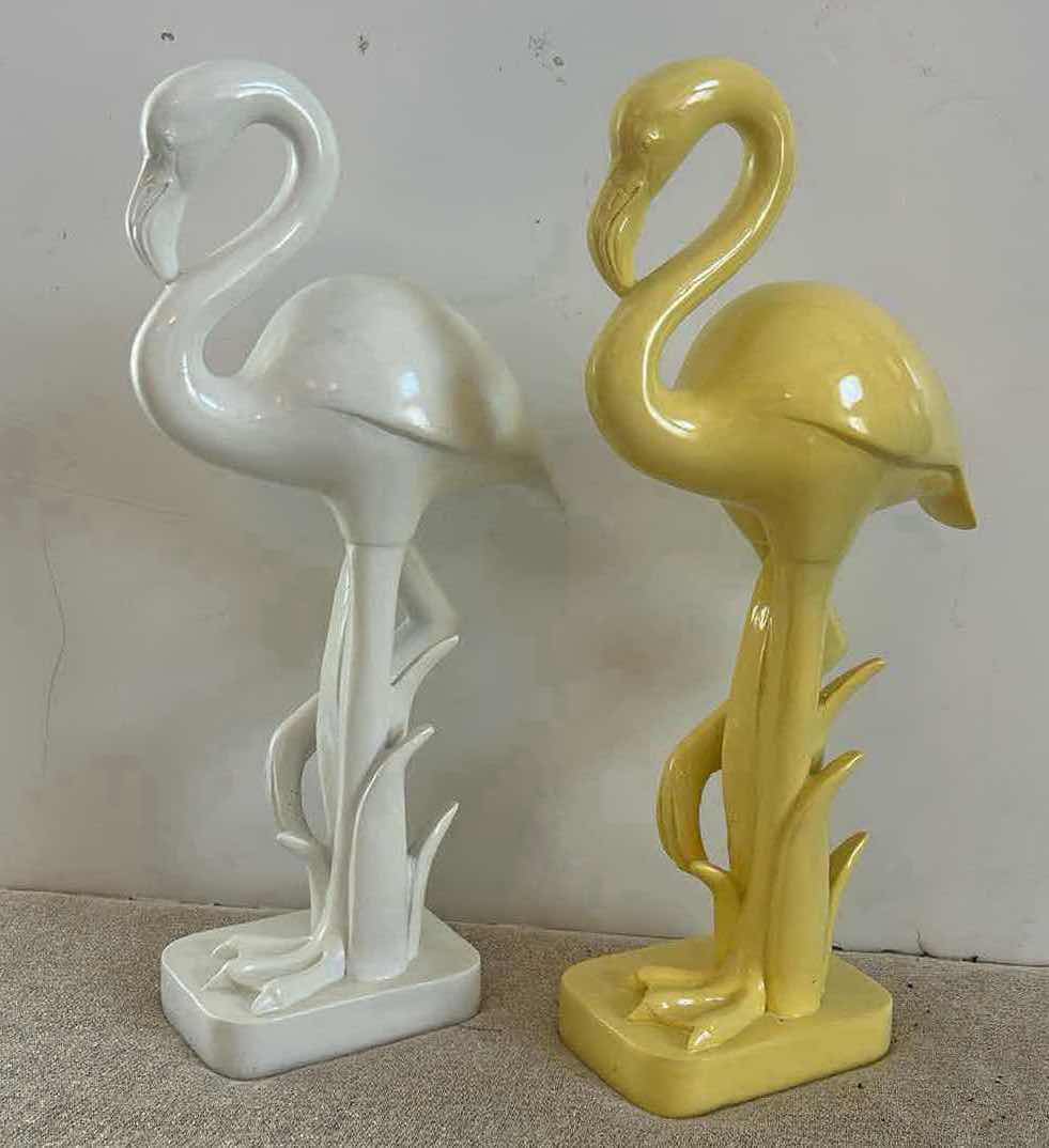 Photo 1 of TWO CERAMIC FLAMINGO FIGURINES H15”