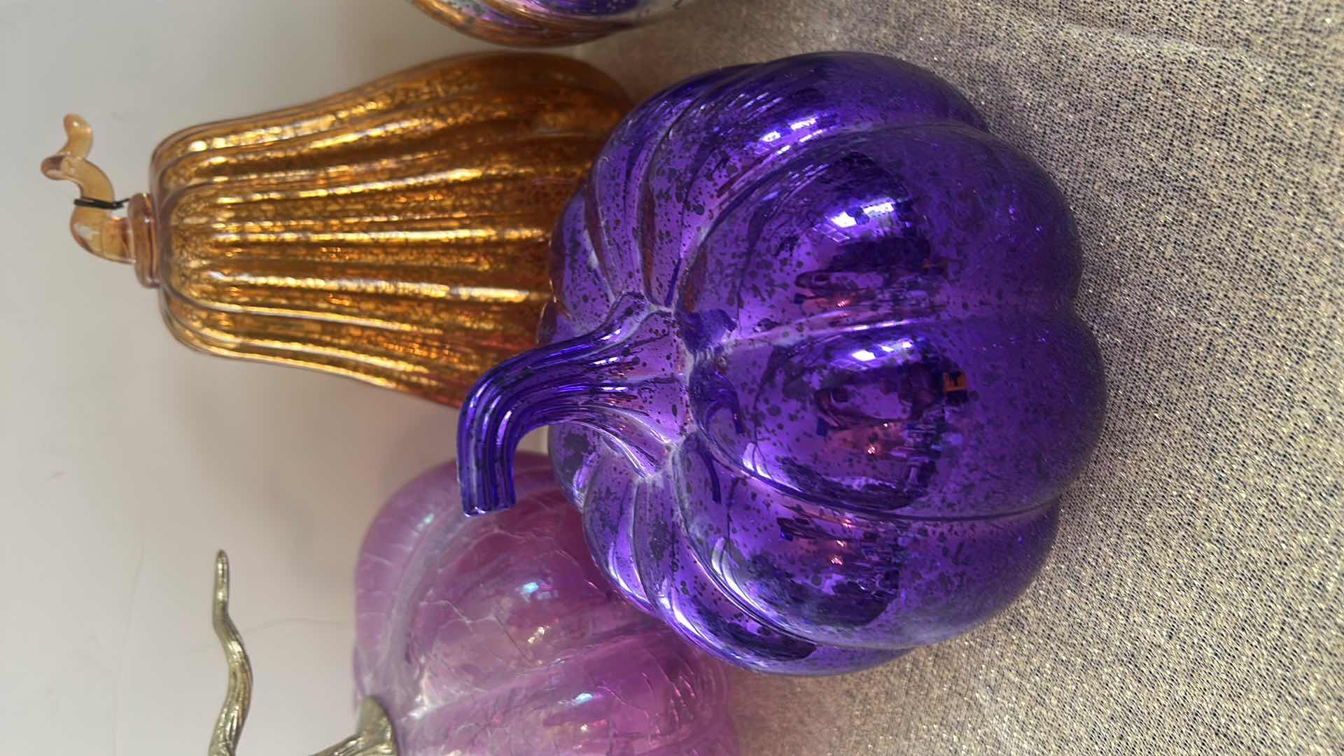 Photo 1 of FOUR COLORFUL PUMPKINS, TALLEST 9”