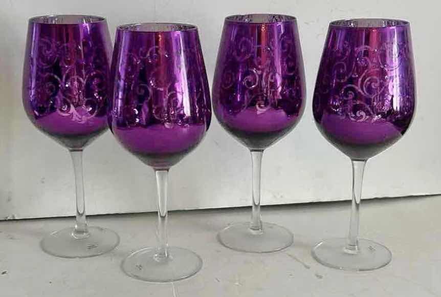 Photo 1 of 4 PURPLE STEMWARE GLASSES