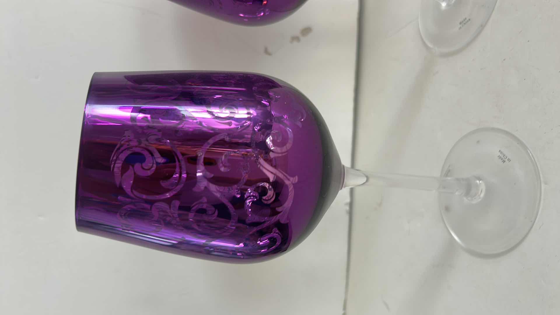 Photo 1 of 4 PURPLE STEMWARE GLASSES