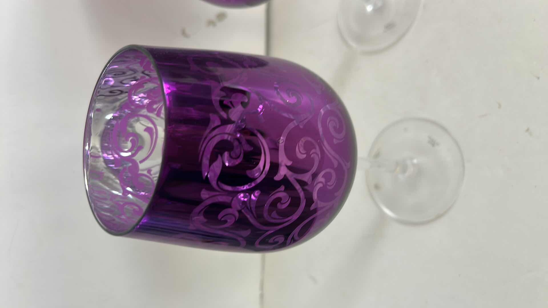 Photo 1 of 4 PURPLE STEMWARE GLASSES