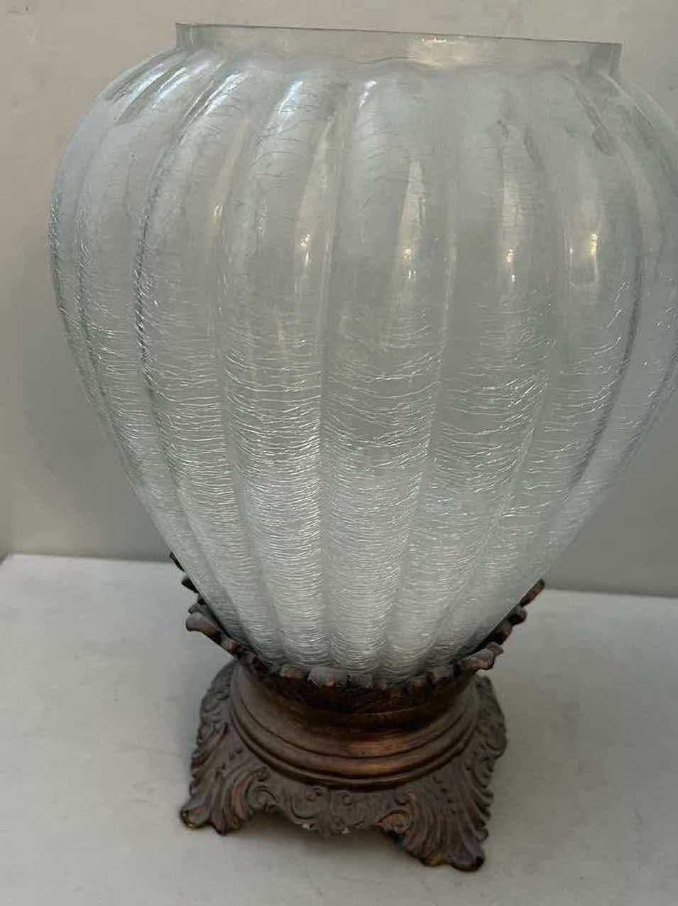Photo 1 of LARGE HEAVY CRACKLE GLASS VASE H15”