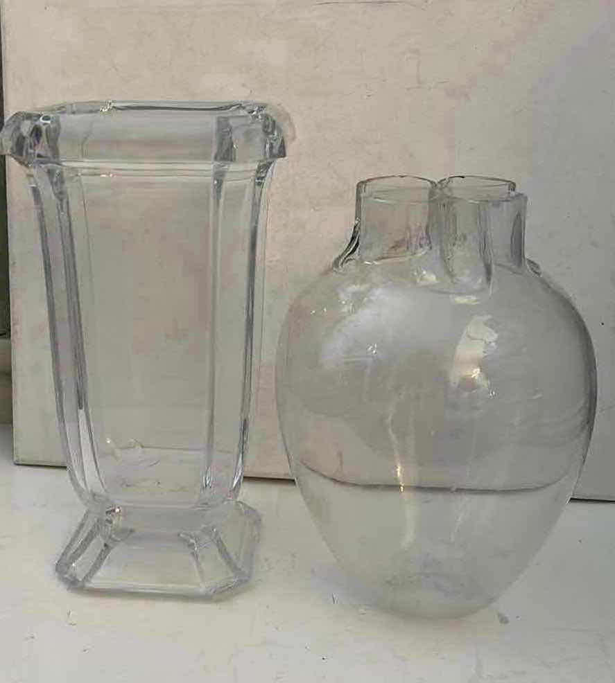 Photo 1 of HEAVY GLASS VASES (TALLEST H12.5”)
