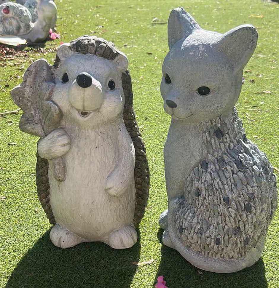 Photo 1 of OUTDOOR DECOR - HEDGEHOG & FOX FIGURINES ( TALLEST H 15”)
