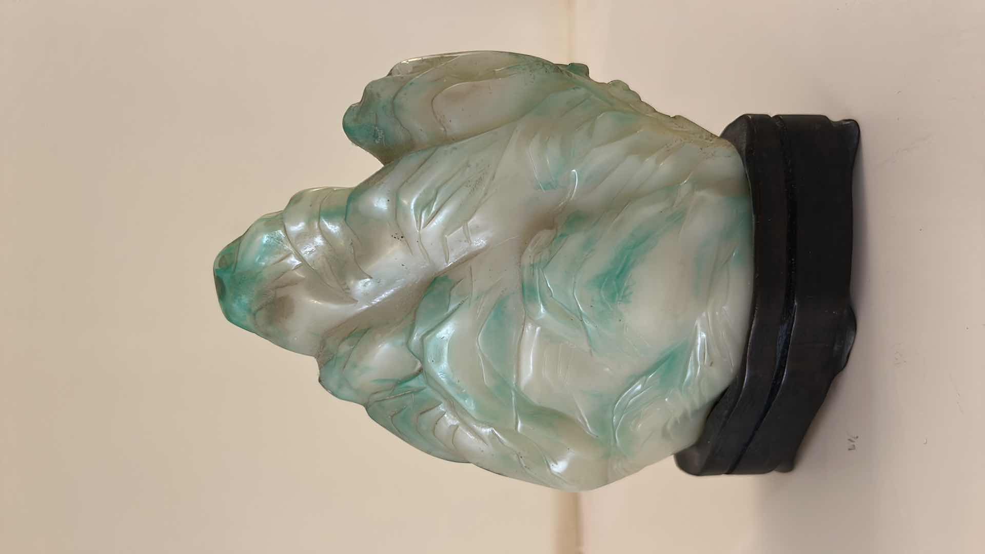 Photo 1 of CHINESE CARVED JADEITE BOULDER MOUNTAIN H7”