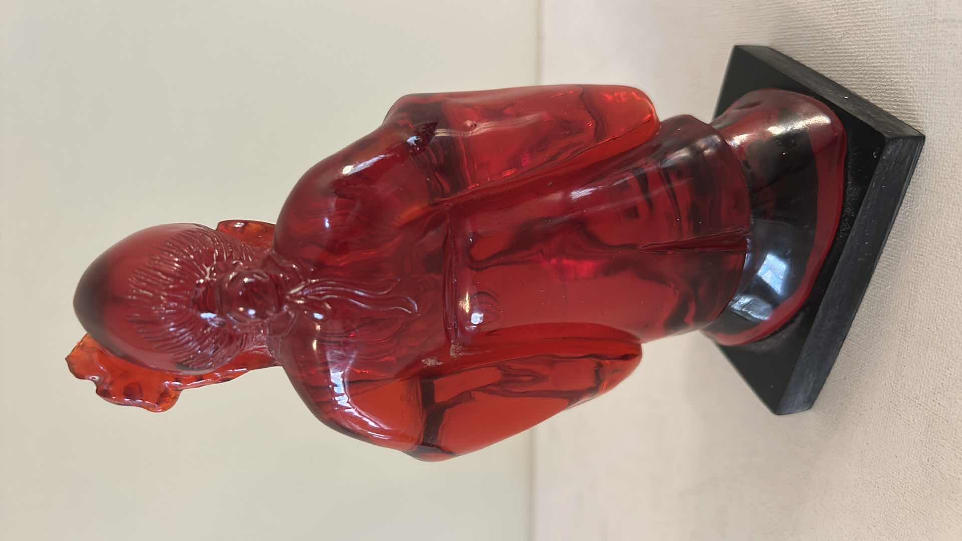 Photo 1 of CHINESE CHERRY AMBER RESIN SCULPTURE OF SHOU LAO  H8”
