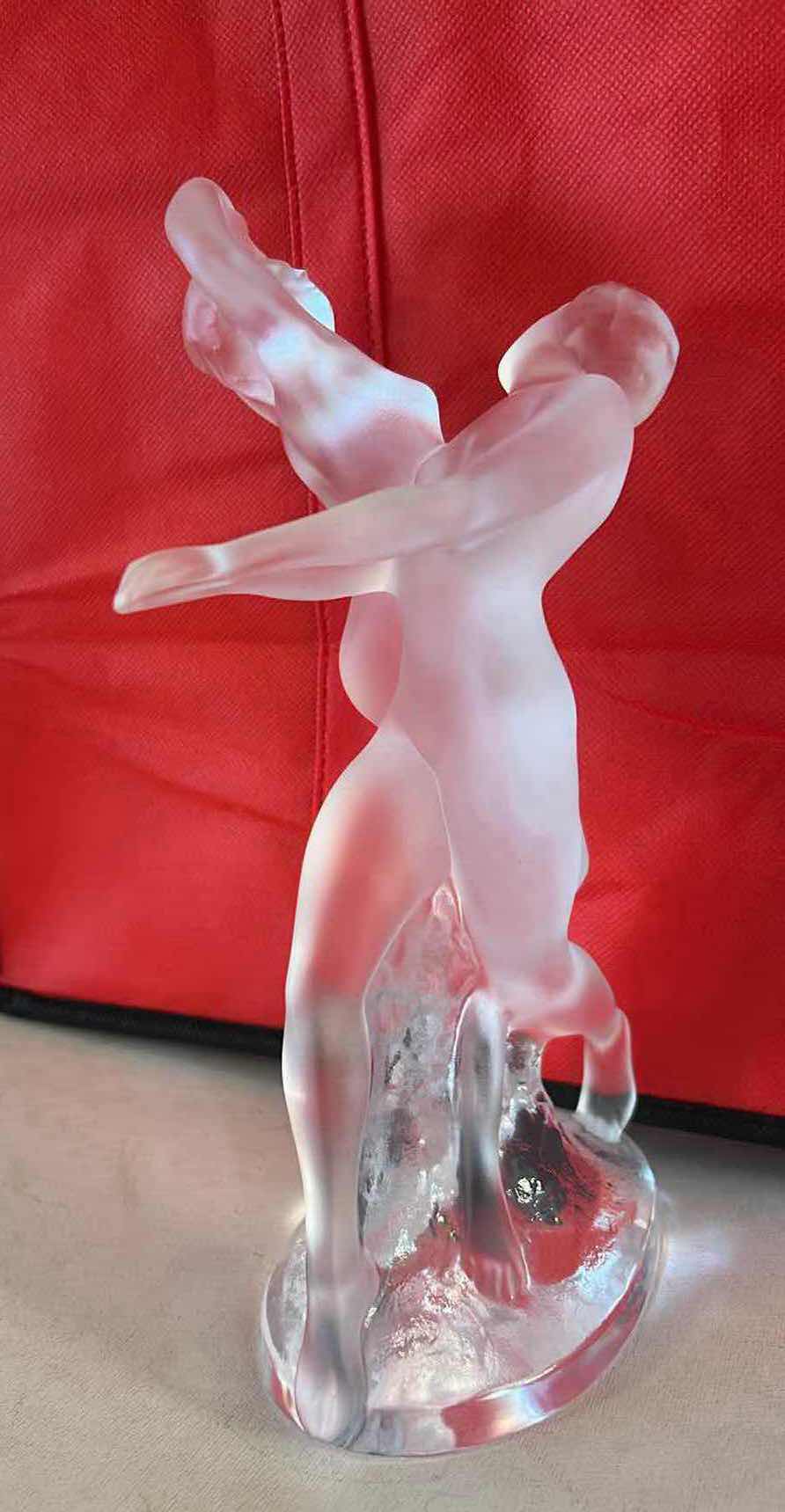 Photo 1 of LALIQUE CRYSTAL FIGURINE DEUX DANSEUSES (Two Dancers) SCULPTURE H10.5”