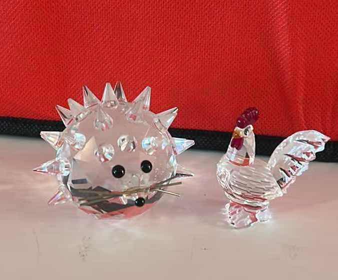 Photo 1 of 2 SWAROVSKI CRYSTAL FIGURINES/ HEDGEHOG H2.25” & ROOSTER