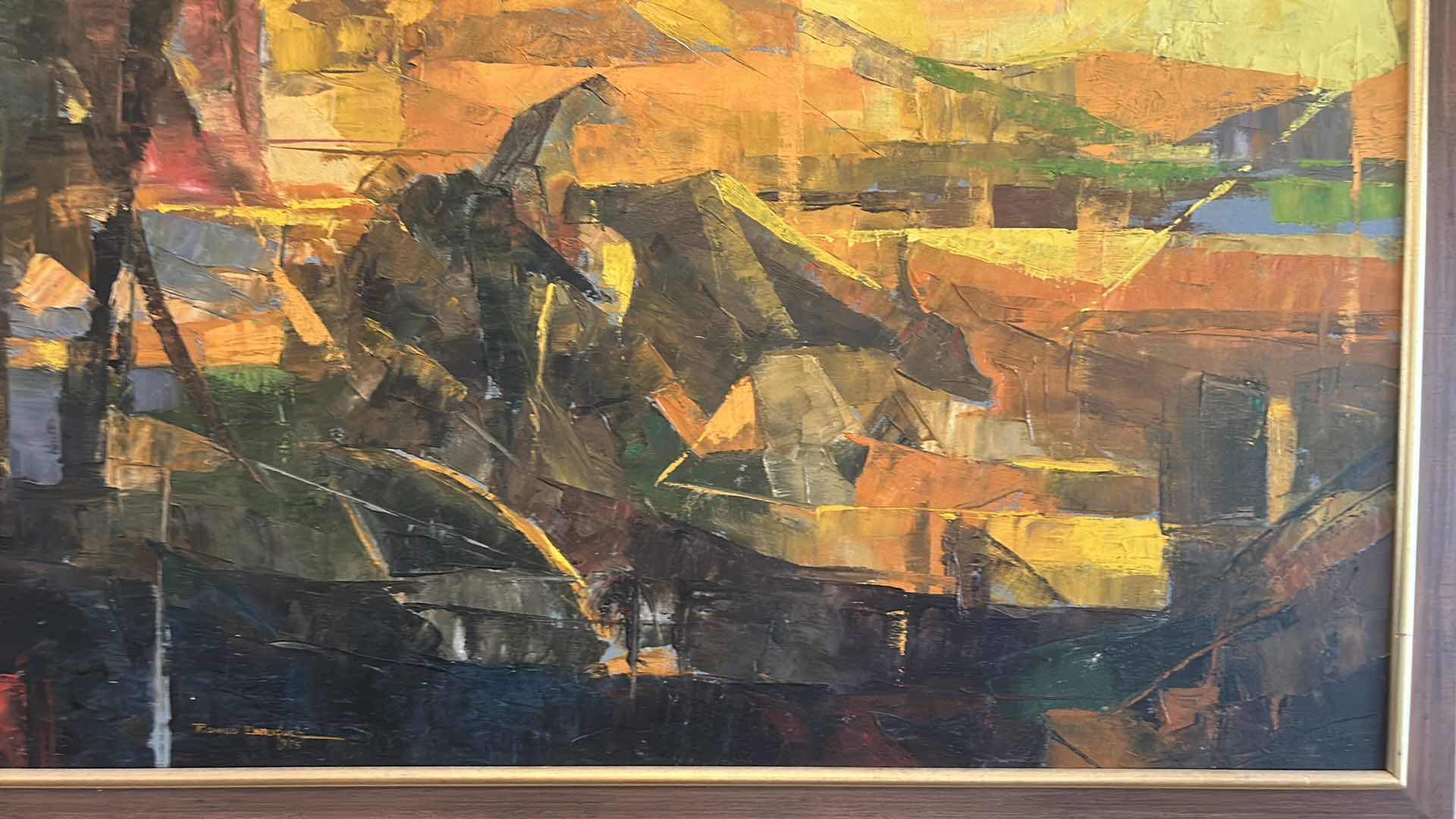 Photo 1 of FRAMED ORIGINAL 1969 OIL PAINTING ON CANVAS BY ROMEO BORJA ENRIQUEZ, LANDSCAPE ARTWORK, 43 1/2“ x H28 1/2“