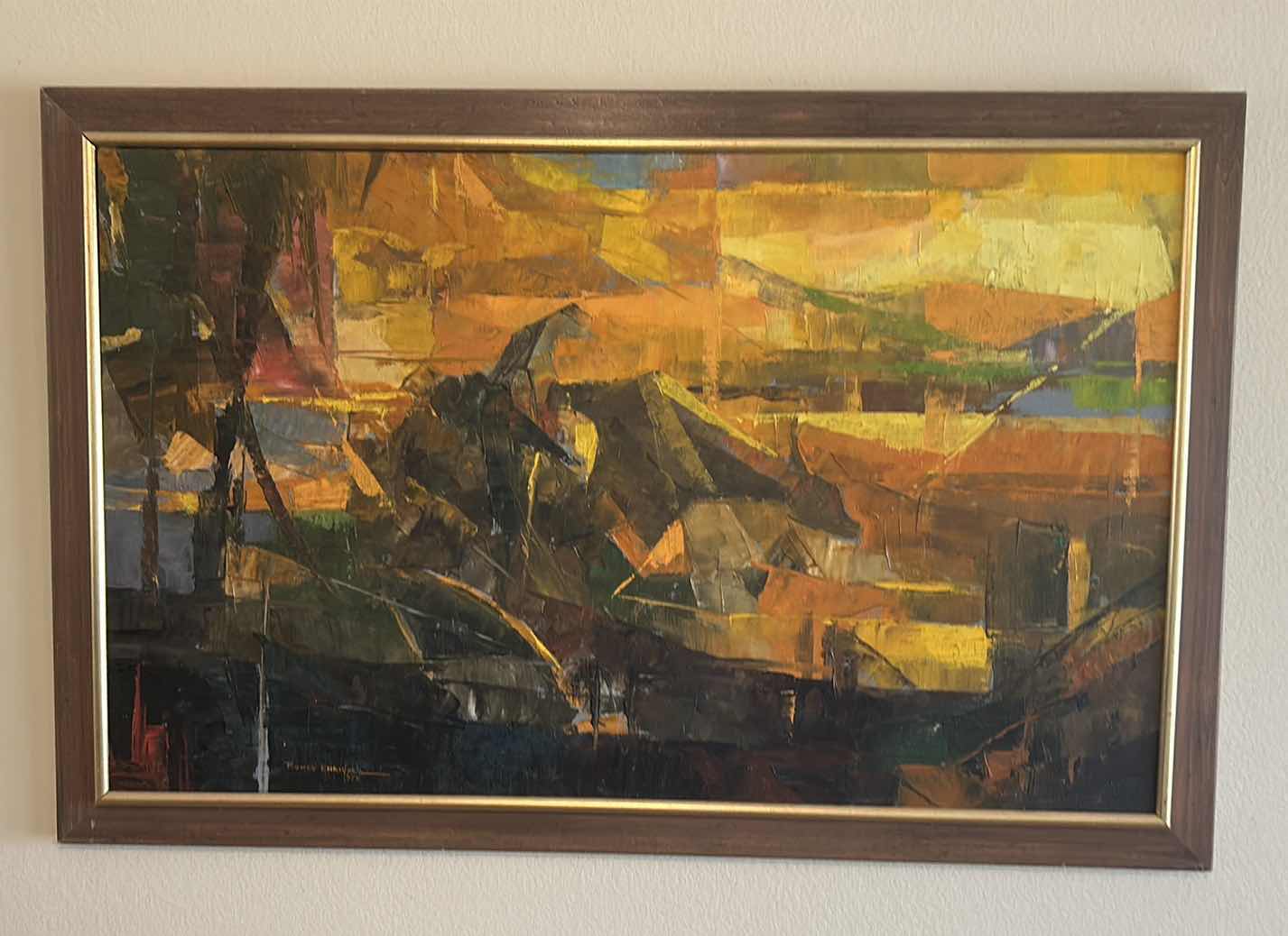Photo 1 of FRAMED ORIGINAL 1969 OIL PAINTING ON CANVAS BY ROMEO BORJA ENRIQUEZ, LANDSCAPE ARTWORK, 43 1/2“ x H28 1/2“